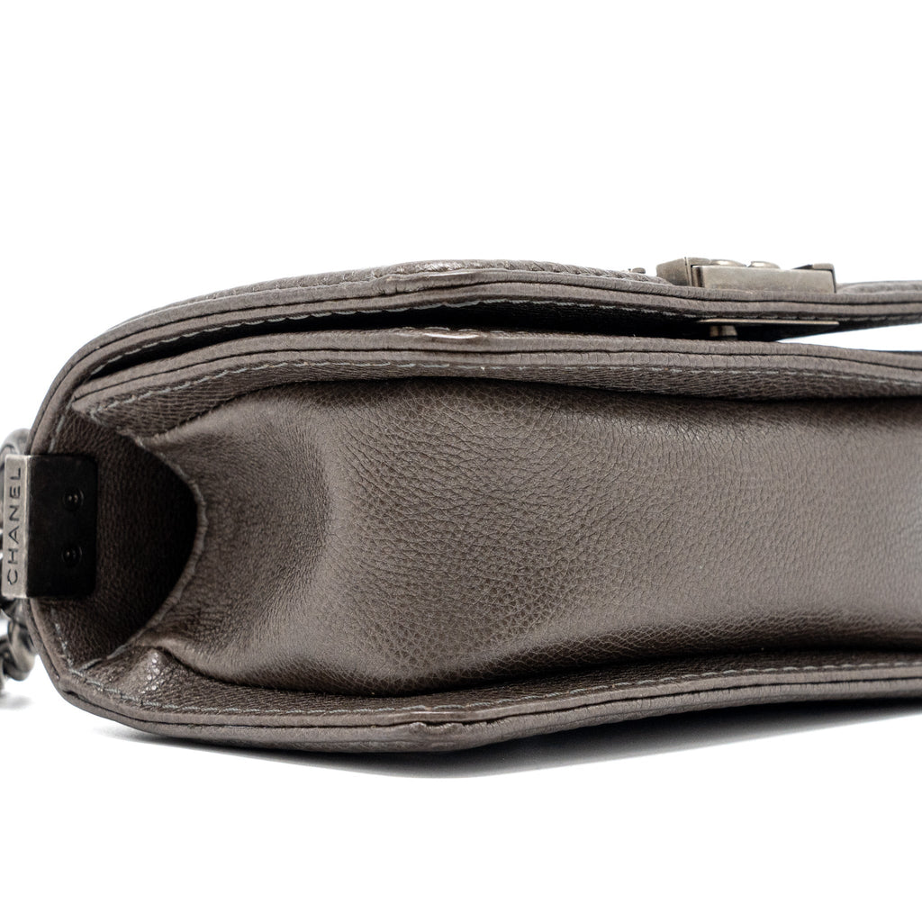 CHANEL SUPER MINI BOY BAG GRAINED CALFSKIN BRONZE RUTHENIUM HARDWARE