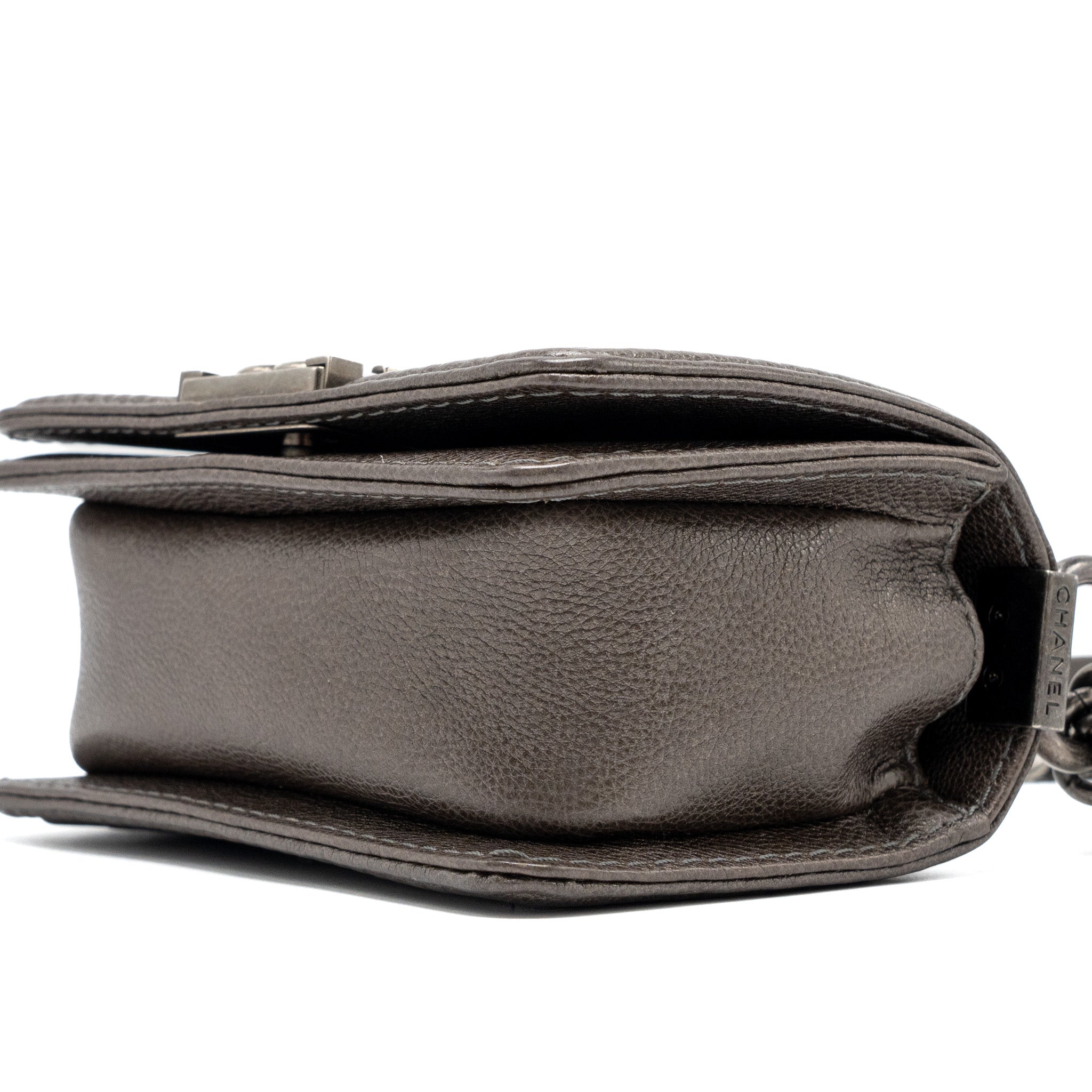 CHANEL SUPER MINI BOY BAG GRAINED CALFSKIN BRONZE RUTHENIUM HARDWARE