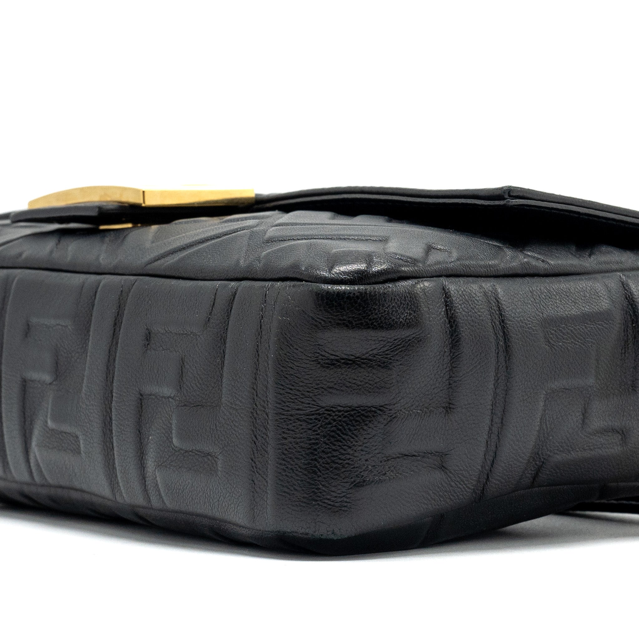 FENDI BAGUETTE BAG WITH FF MOTIF NAPPA BLACK GHW