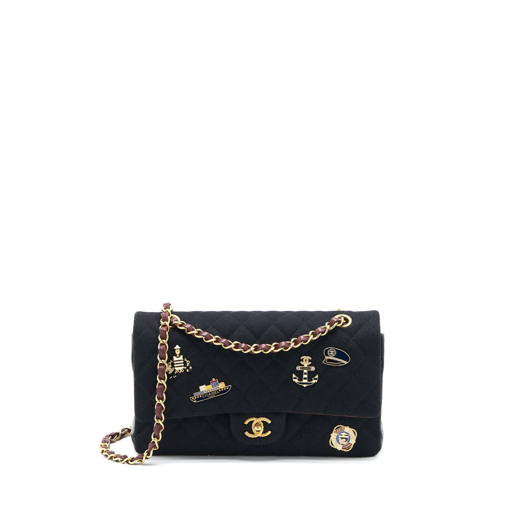 CHANEL MEDIUM CLASSIC DOUBLE FLAP BAG 2018 METIERS D’ART PARIS-HAMBURG COLLECTION WOOL GHW