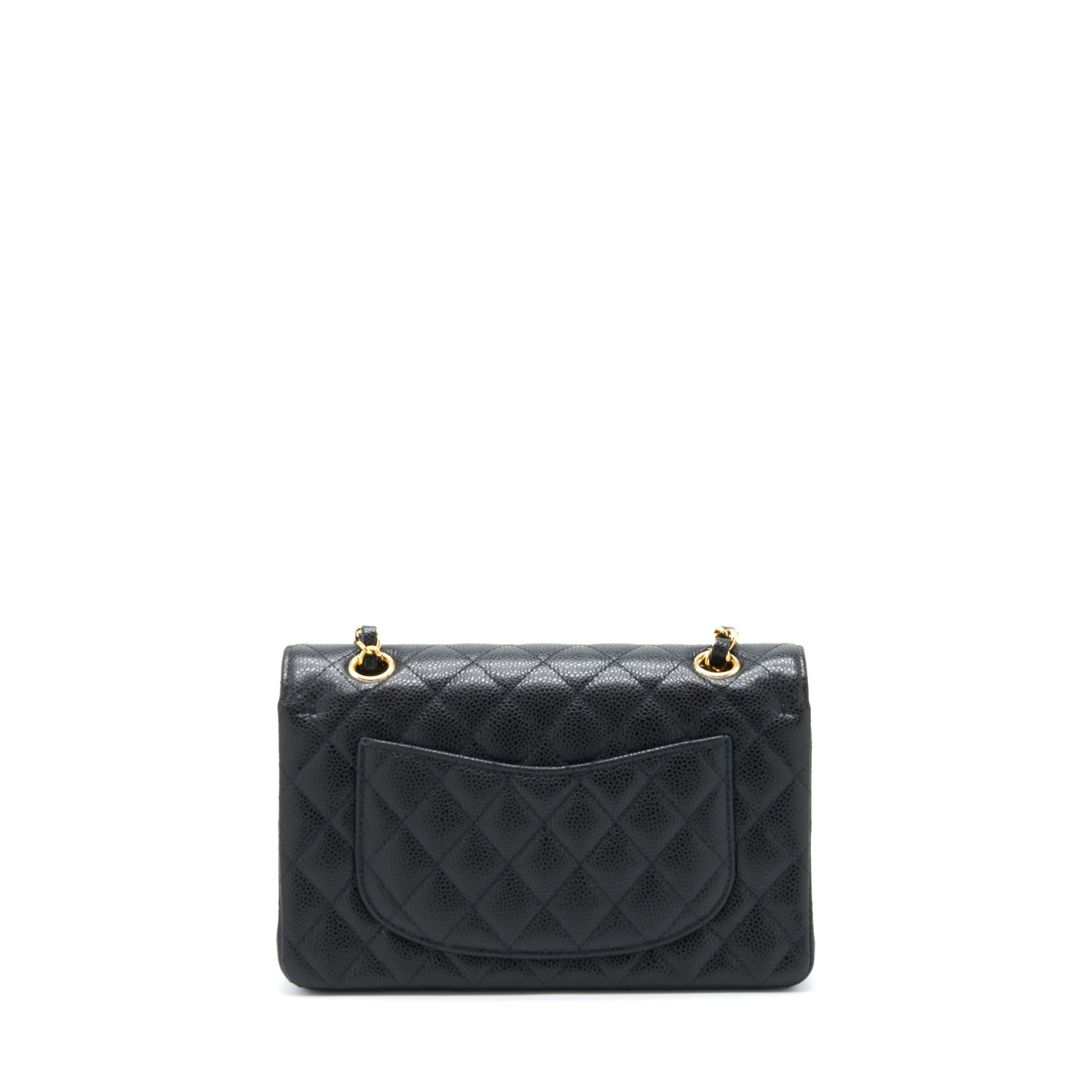 CHANEL SMALL CLASSIC DOUBLE FLAP BAG CAVIAR BLACK GHW (MICROCHIP)