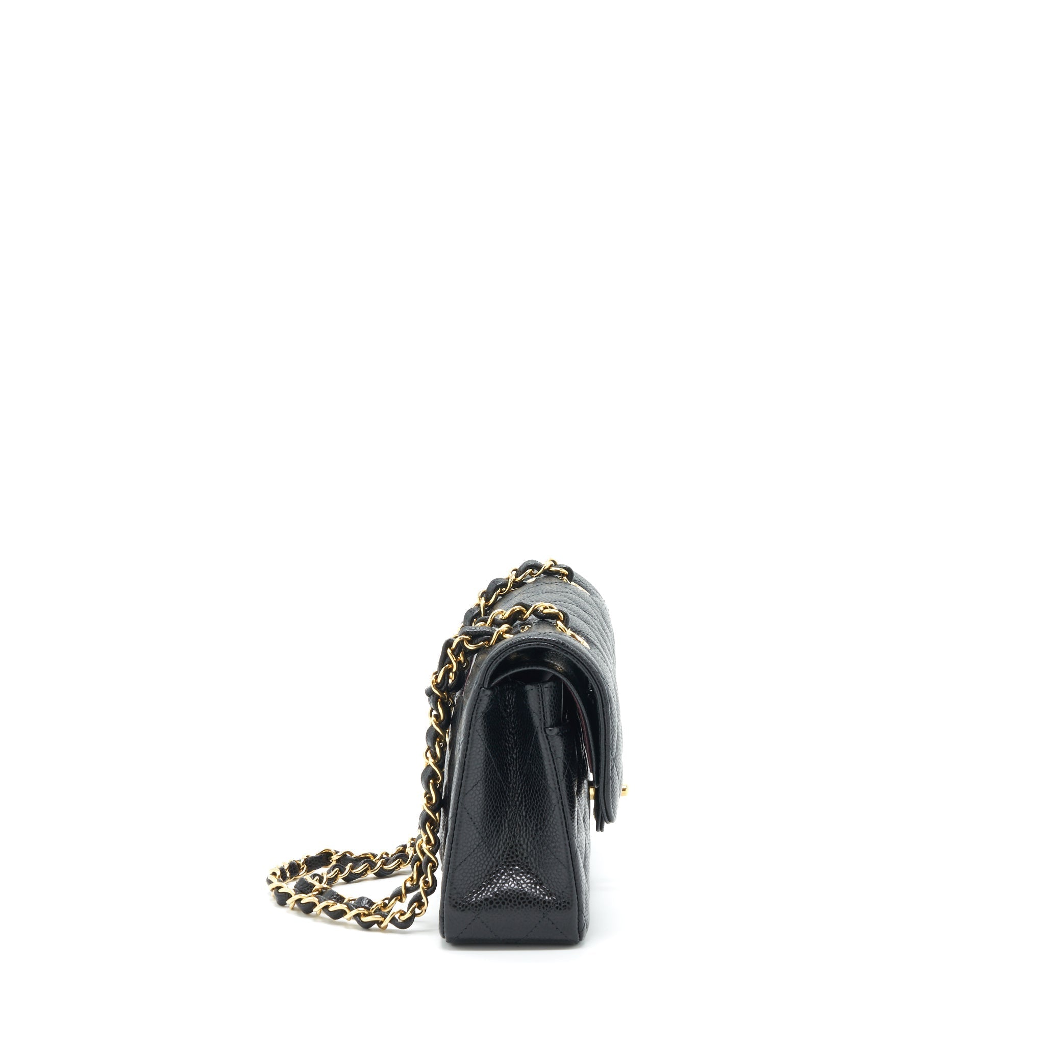 CHANEL SMALL CLASSIC DOUBLE FLAP BAG CAVIAR BLACK GHW (MICROCHIP)