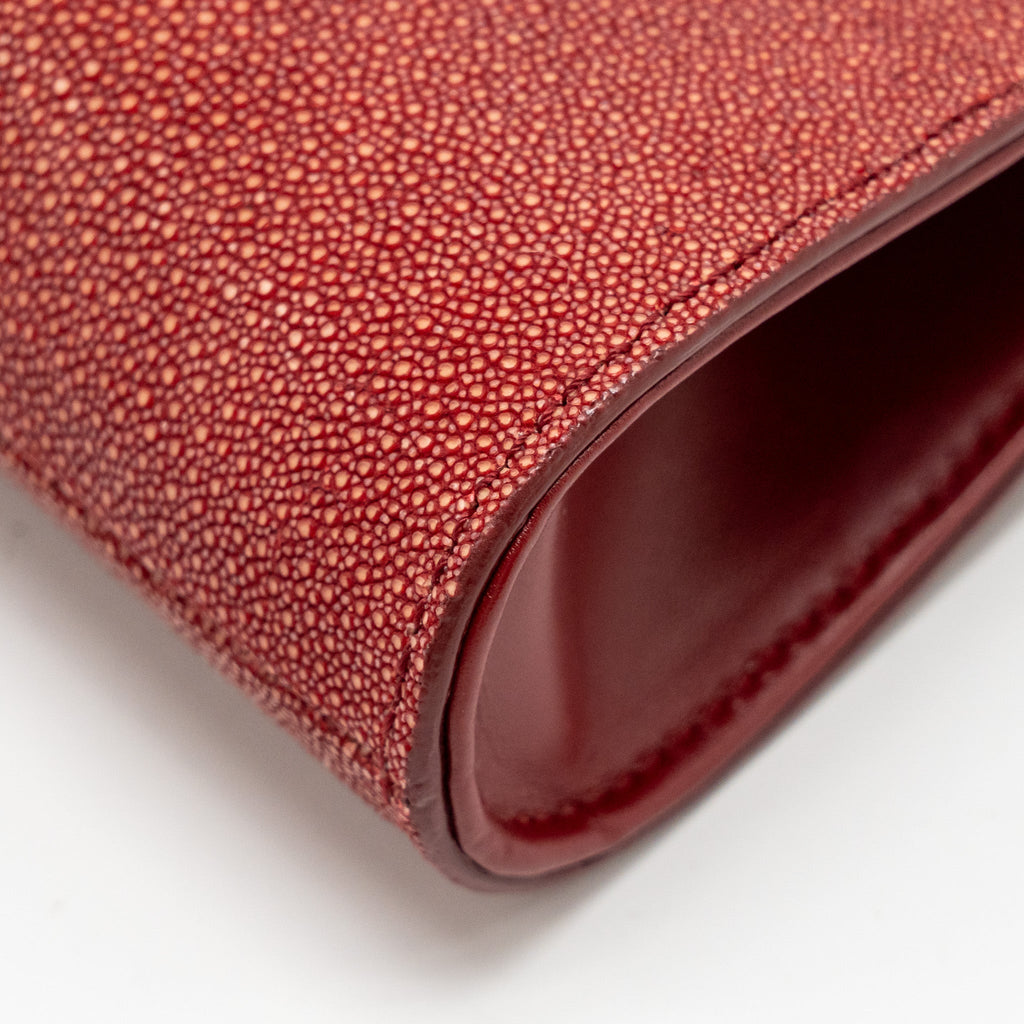 BVLGARI SERPENTI CLUTCH BAG GALUCHAT LEATHER RED RGHW