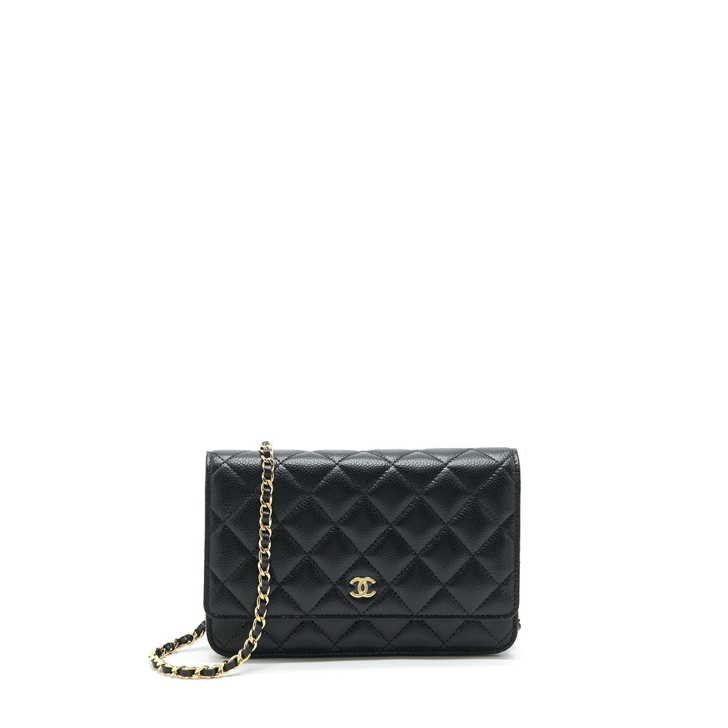 CHANEL CLASS WALLET ON CHAIN CAVIAR BLACK GHW (MICROCHIP)