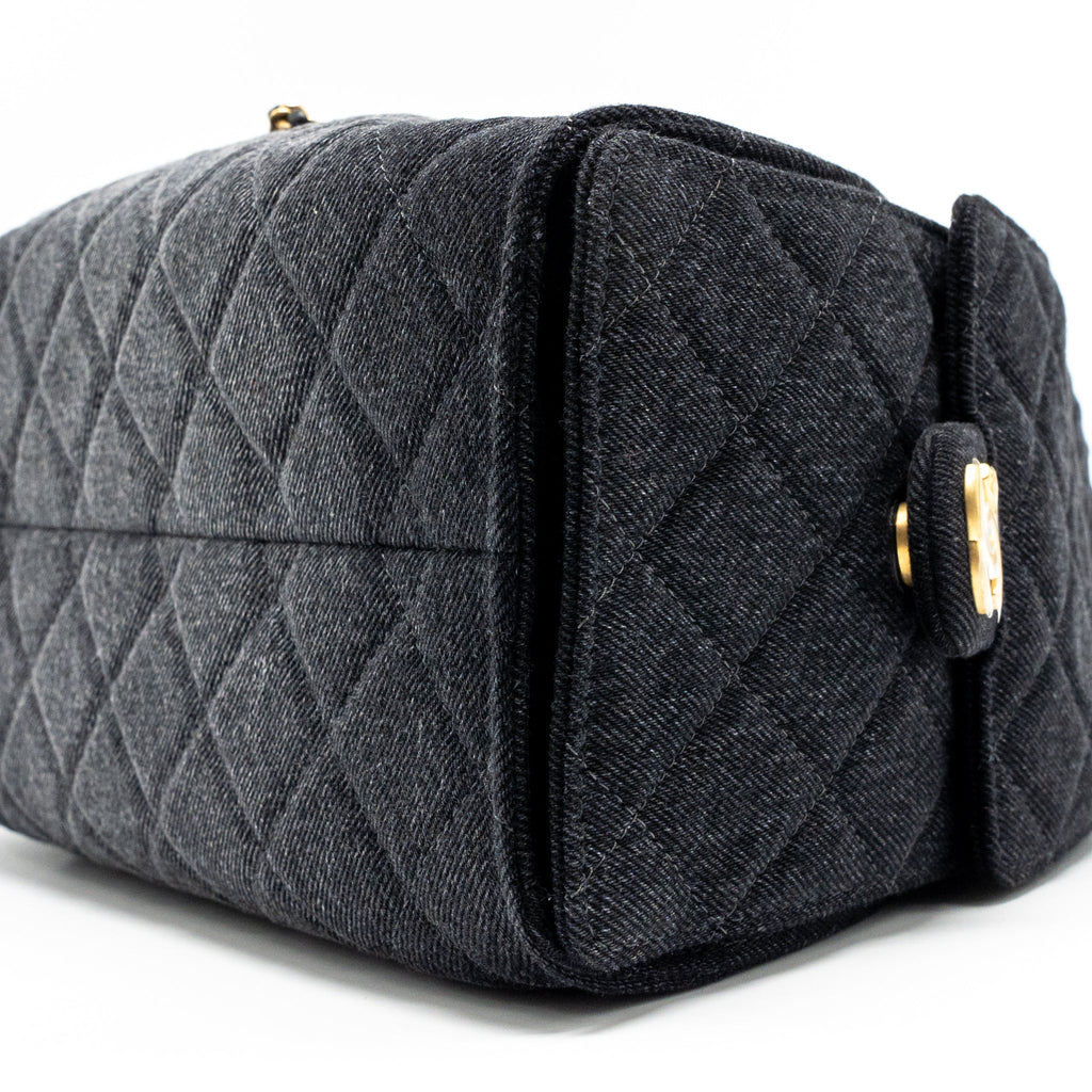 CHANEL SMALL 25 BAG WASHED DENIM BLACK GHW (MICROCHIP)