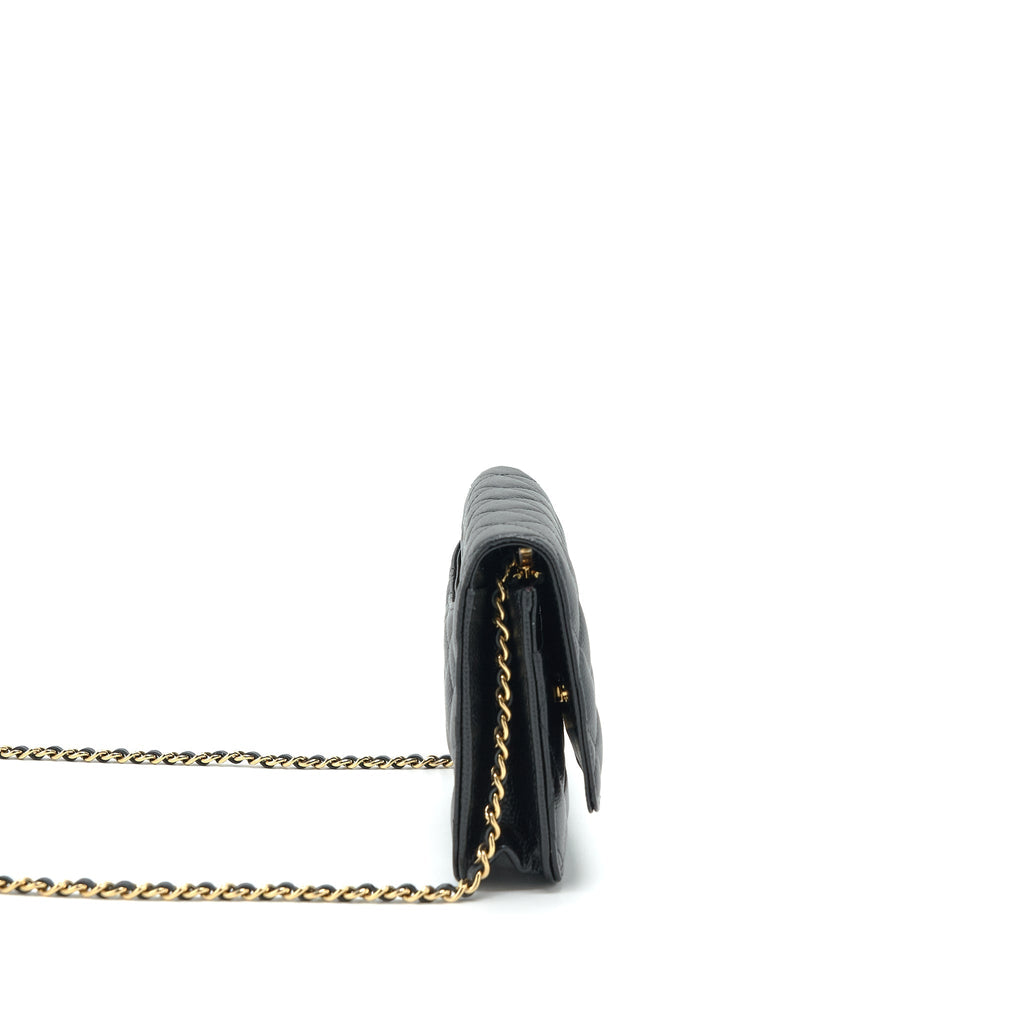 CHANEL CLASS WALLET ON CHAIN CAVIAR BLACK GHW (MICROCHIP)