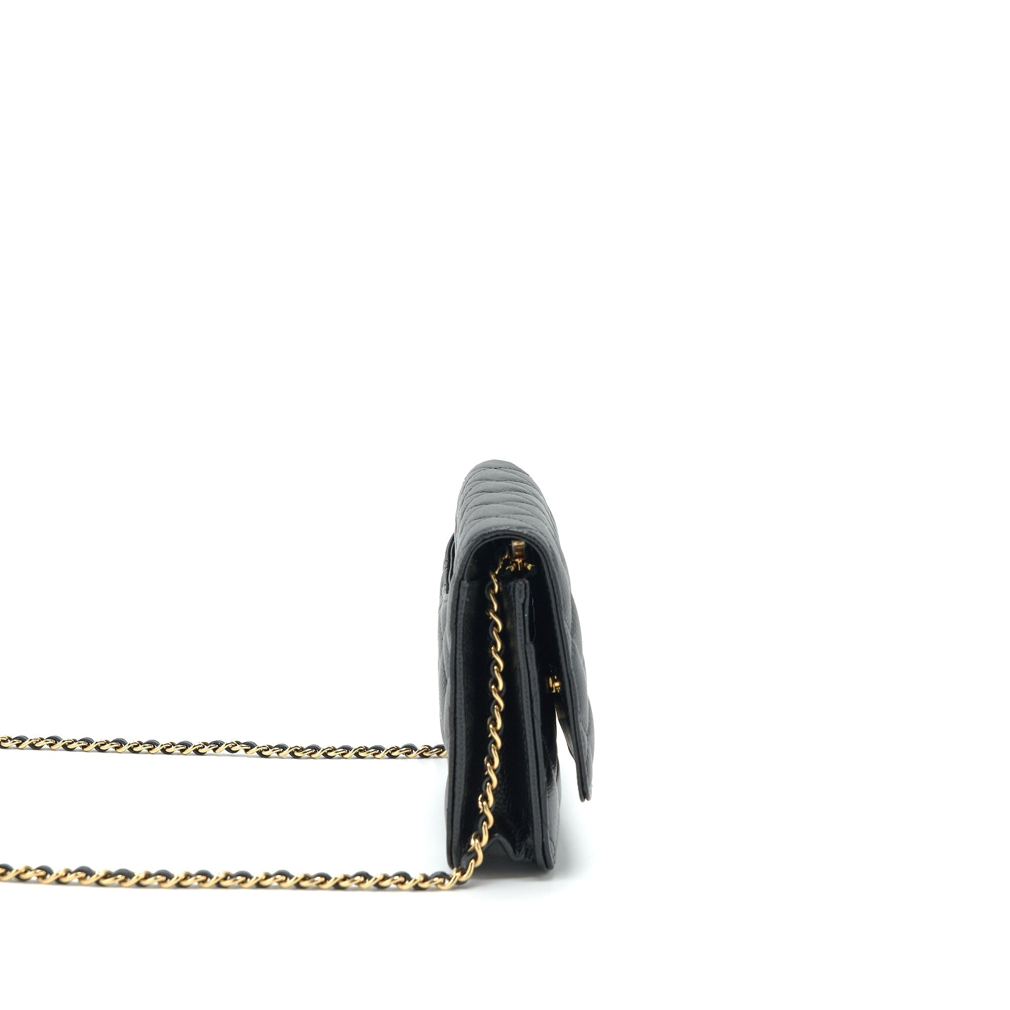 CHANEL CLASS WALLET ON CHAIN CAVIAR BLACK GHW (MICROCHIP)