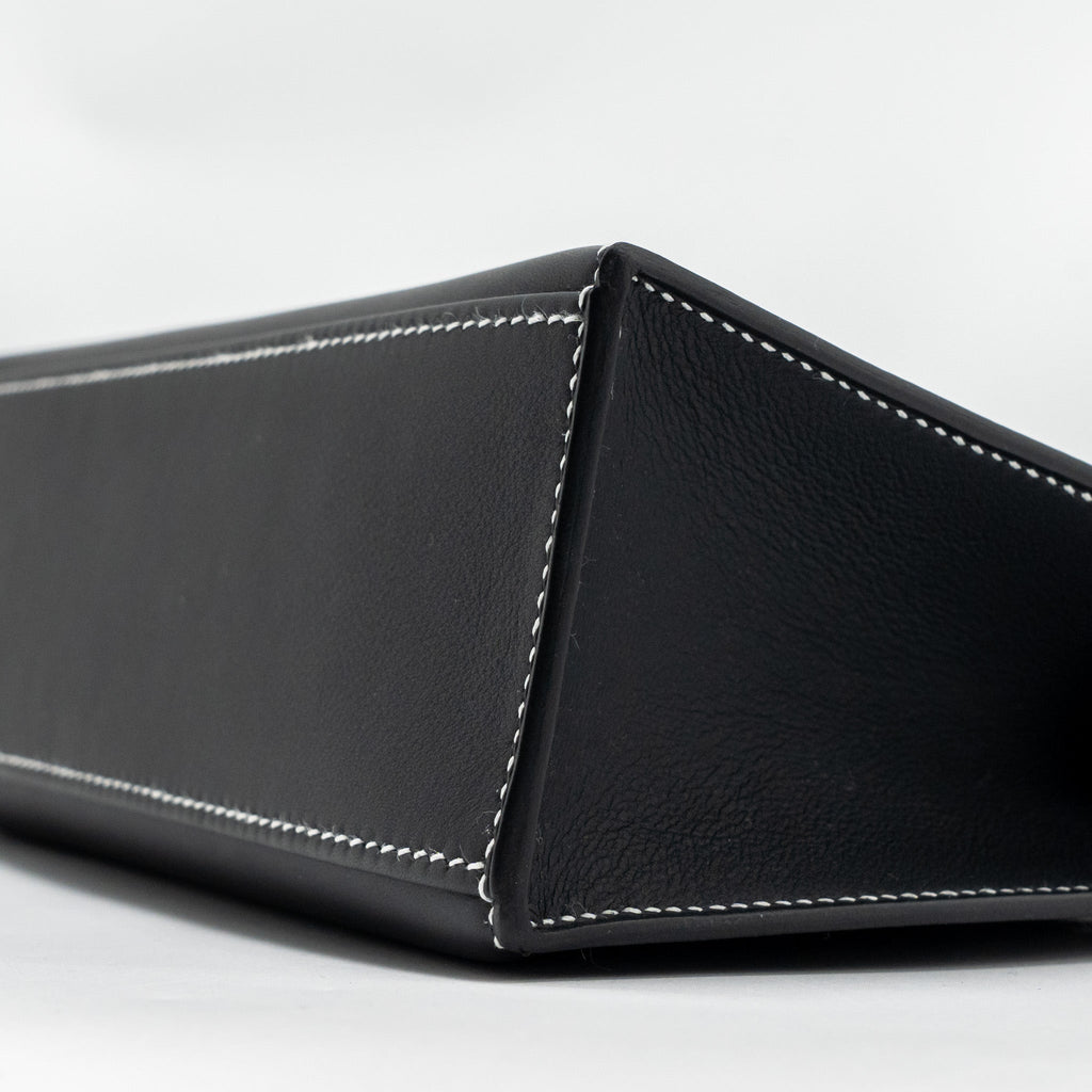 HERMES KELLY POCHETTE SPECIAL ORDER SWIFT BLACK/ GRIS PERLE SHW