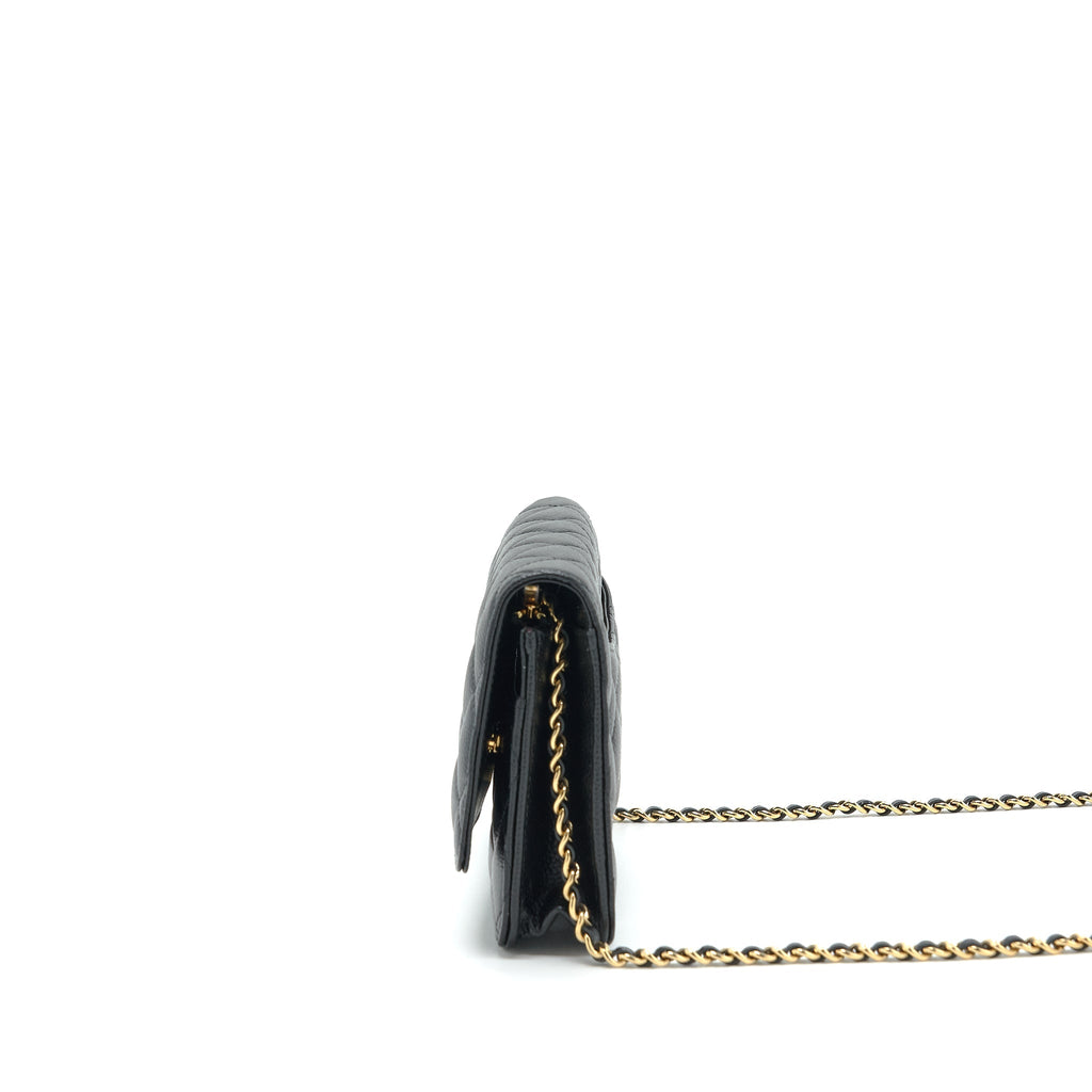 CHANEL CLASS WALLET ON CHAIN CAVIAR BLACK GHW (MICROCHIP)