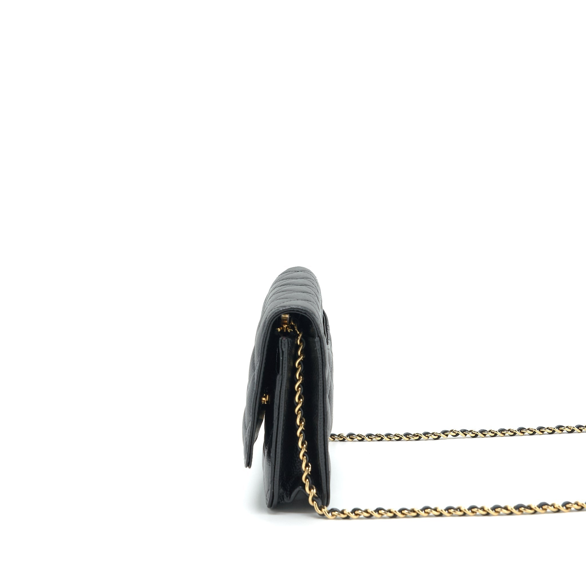 CHANEL CLASS WALLET ON CHAIN CAVIAR BLACK GHW (MICROCHIP)