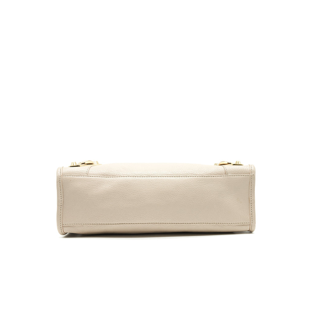 BALENCIAGA SMALL METALLIC EDGE CITY BEIGE GHW