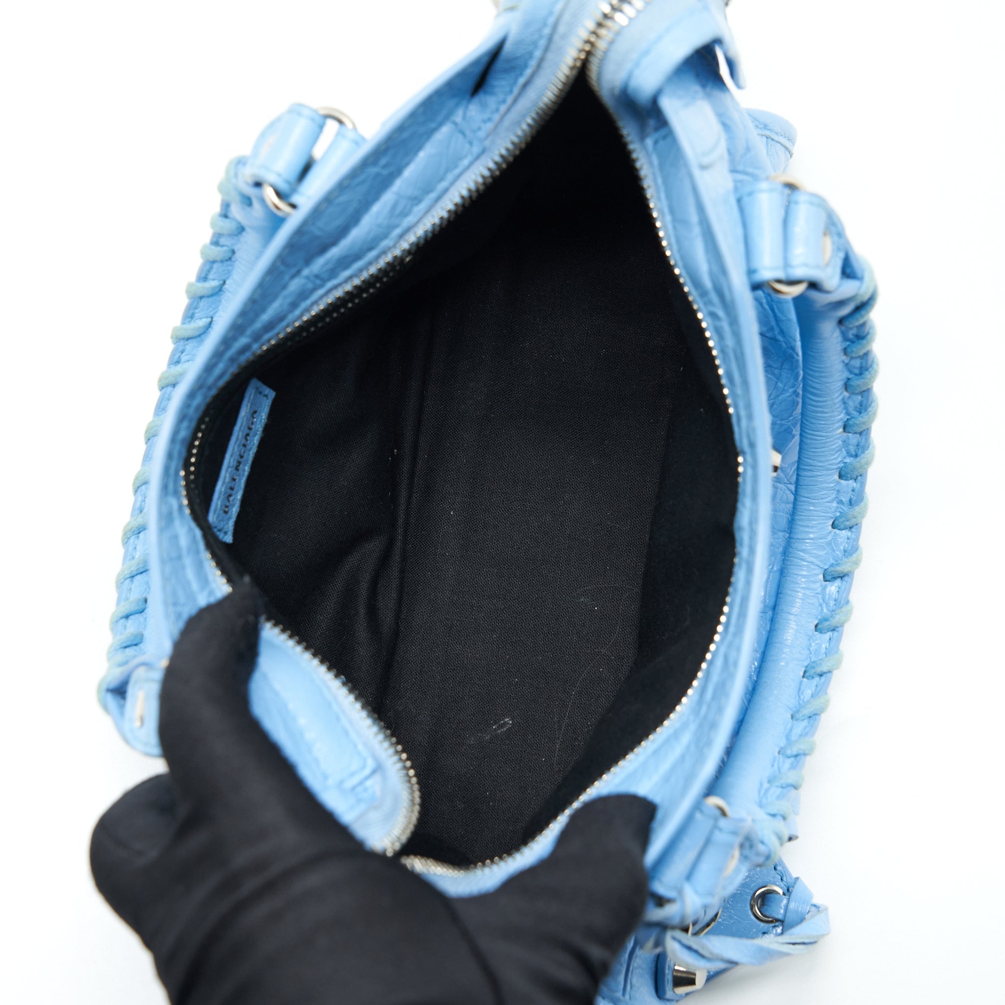 BALENCIAGA MINI CITY BAG LIGHT BLUE SHW