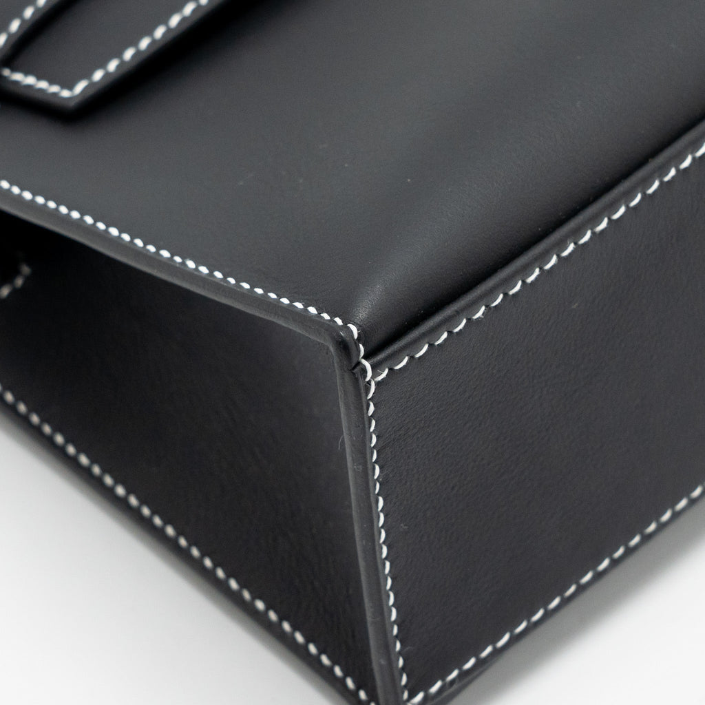HERMES KELLY POCHETTE SPECIAL ORDER SWIFT BLACK/ GRIS PERLE SHW
