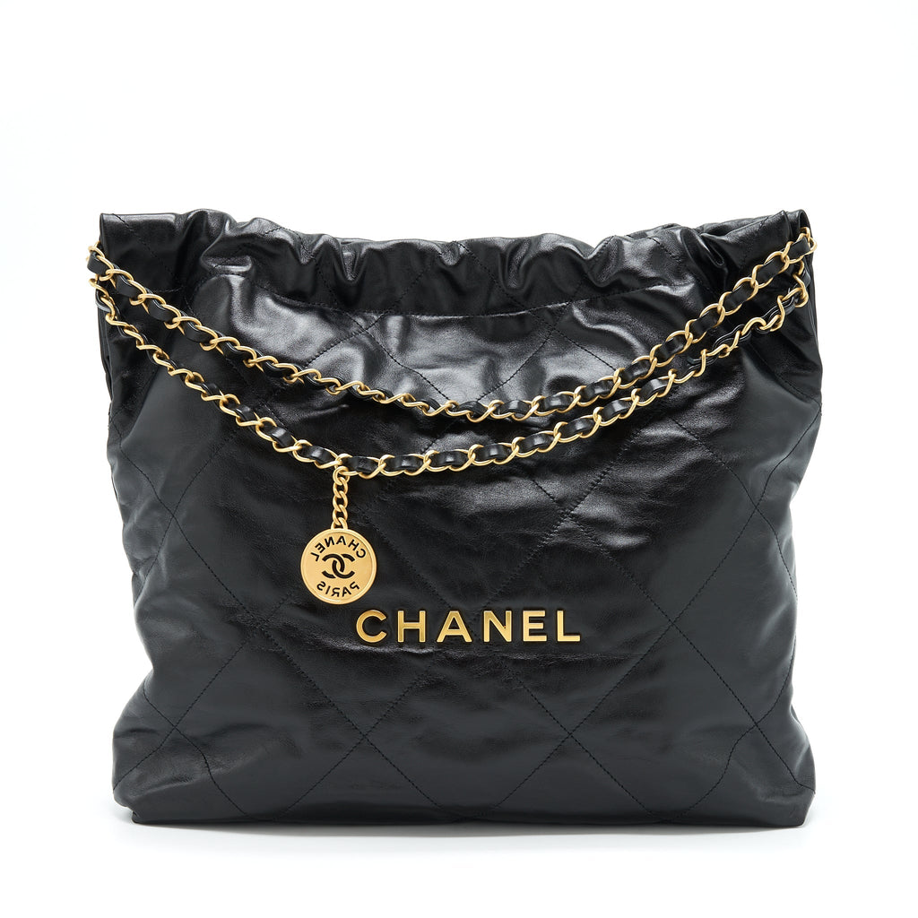 CHANEL 22 BAG SHINY CALFSKIN BLACK GHW