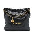 CHANEL 22 BAG SHINY CALFSKIN BLACK GHW