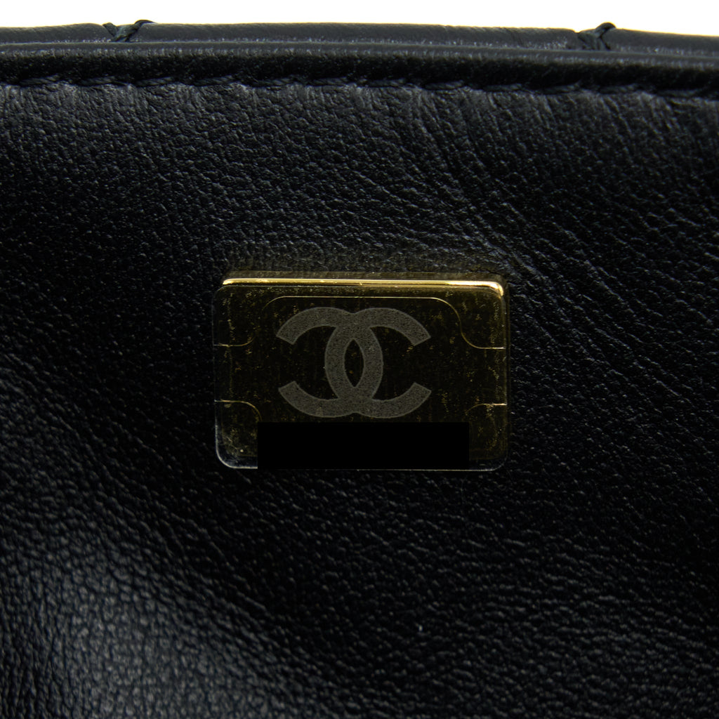 CHANEL MINI 2.55 REISSUE FLAP BAG AGED CALFSKIN BLACK BRUSHED GHW (MICROCHIP)