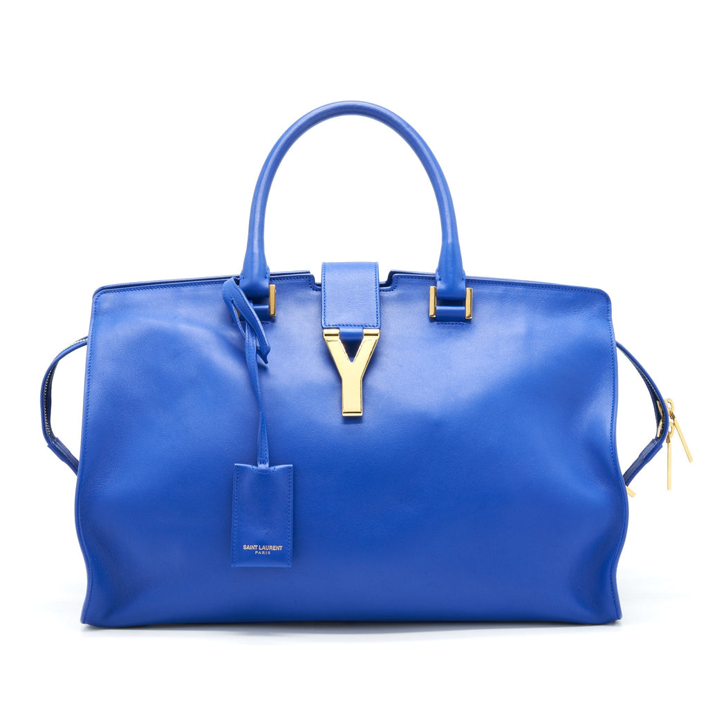 SAINT LAURENT CABAS CHYC TOTE BAG BLUE GHW