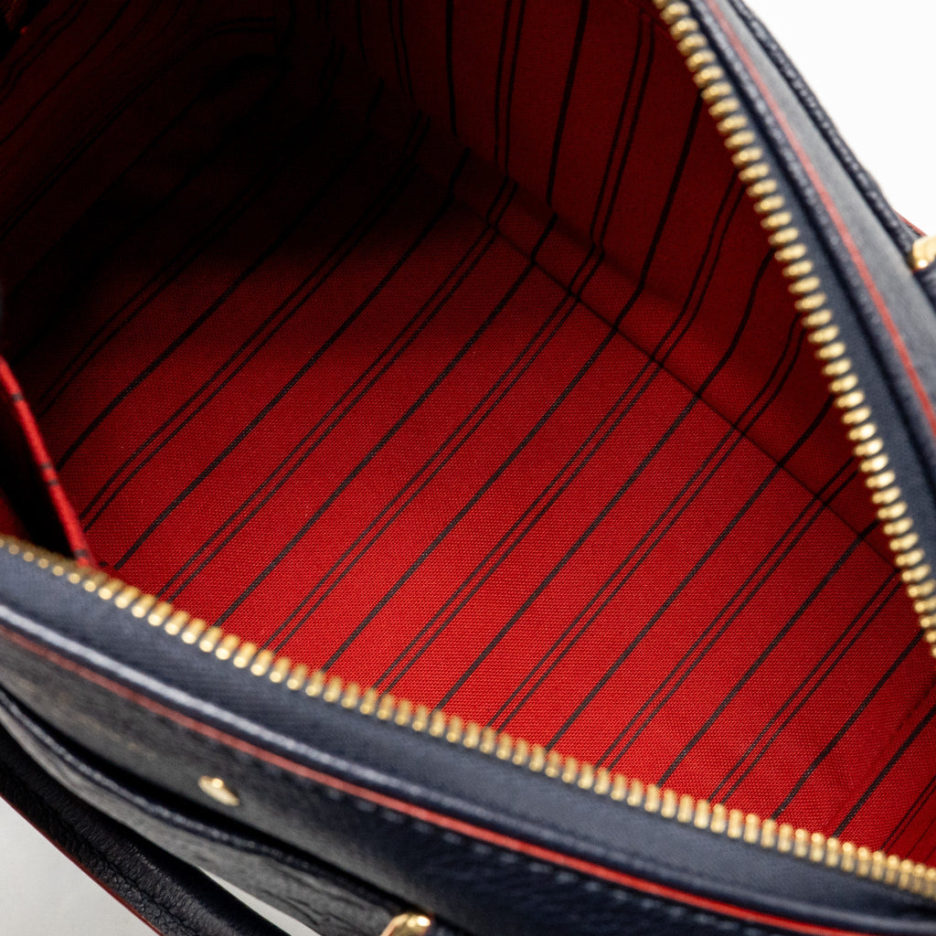 LOUIS VUITTON SPEEDY 25 BANDOULIERE MONOGRAM EMPREINTE NAVY / RED GHW