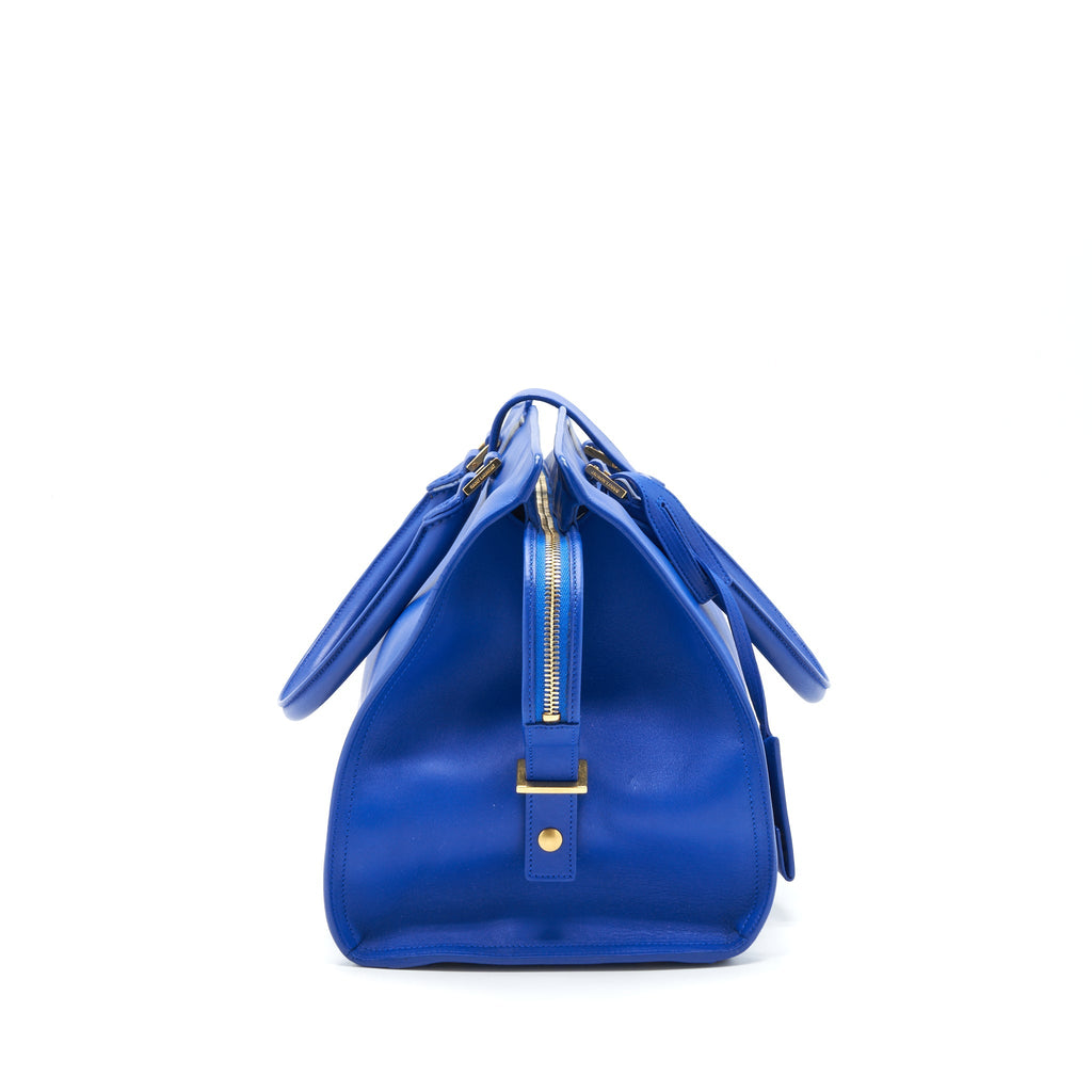 SAINT LAURENT CABAS CHYC TOTE BAG BLUE GHW