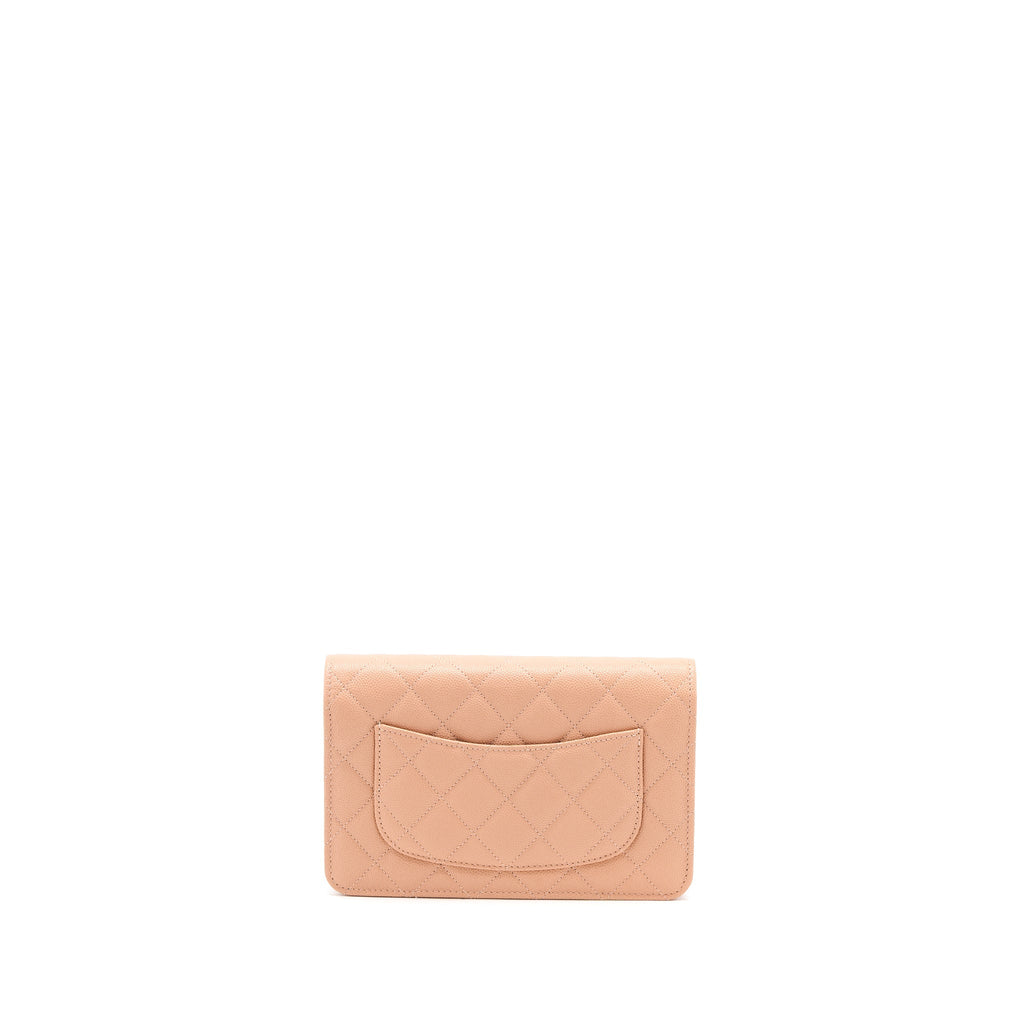CHANEL GIANT CC LOGO WALLET ON CHAIN CAVIAR DARK PINK LGHW (MICROCHIP)