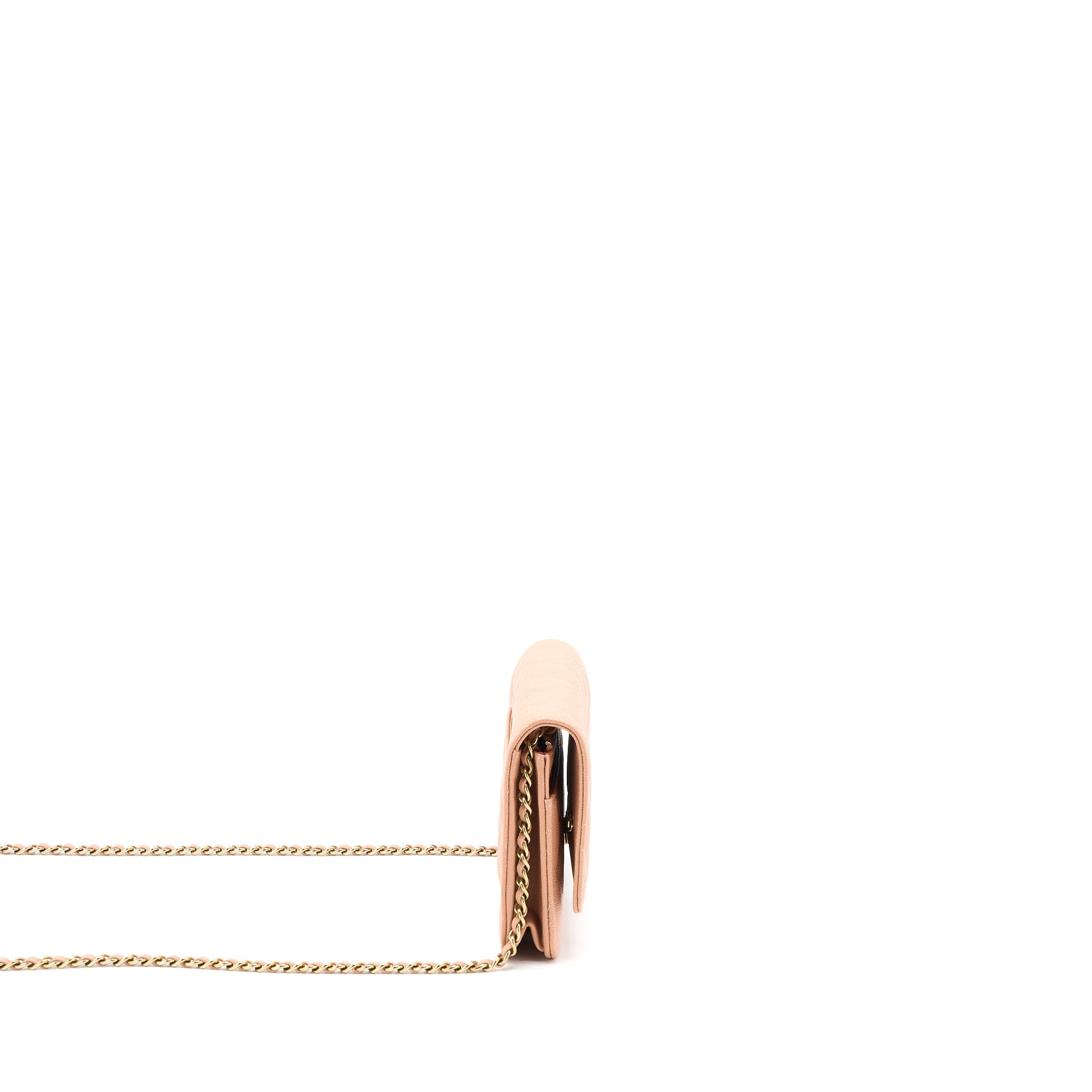 CHANEL GIANT CC LOGO WALLET ON CHAIN CAVIAR DARK PINK LGHW (MICROCHIP)