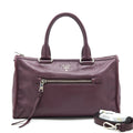 PRADA VITELLO PHENIX BAULETTO TOTE BAG GRAINED CALFSKIN BURGUNDY SHW