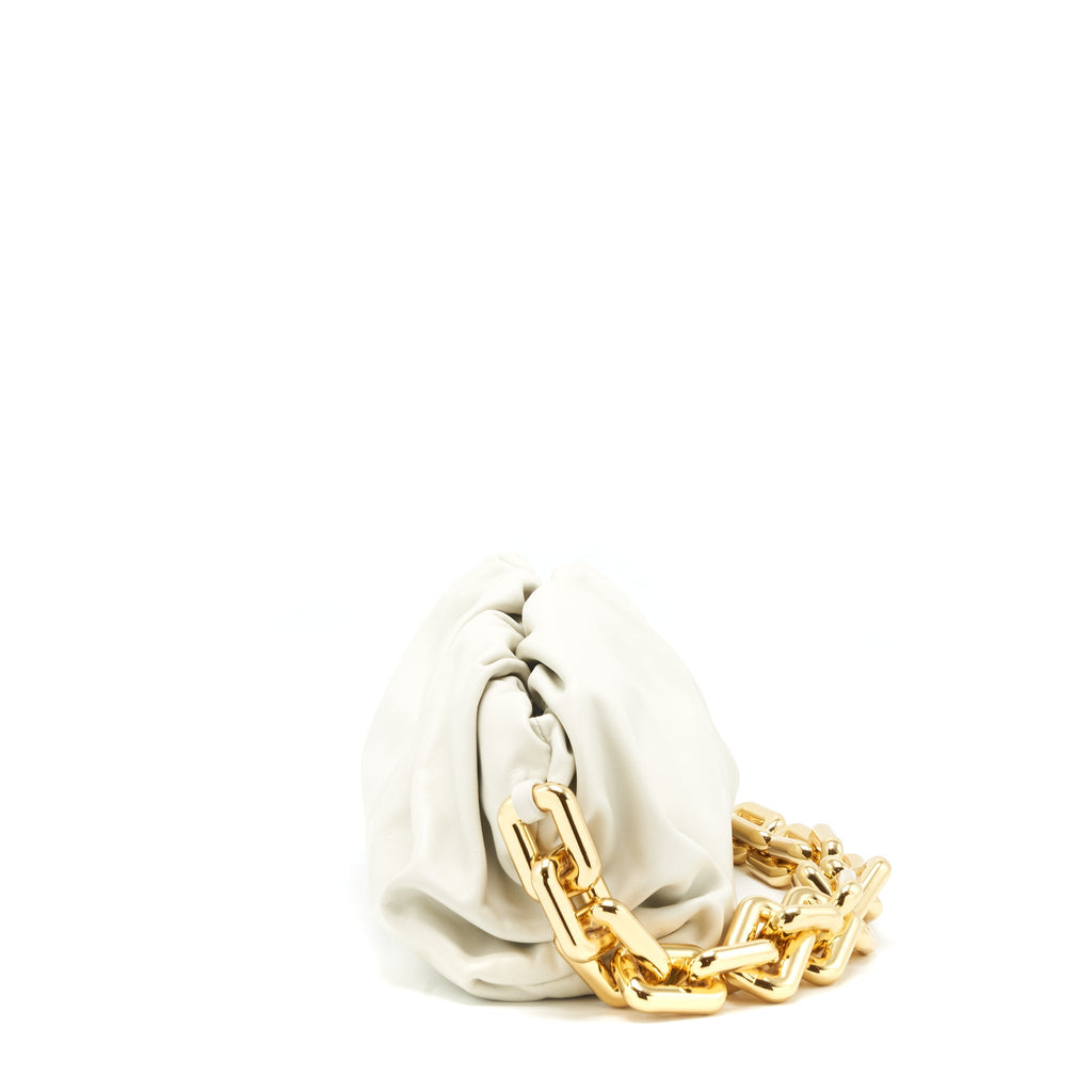 BOTTEGA VENETA CHAIN POUCH BAG WHITE GHW