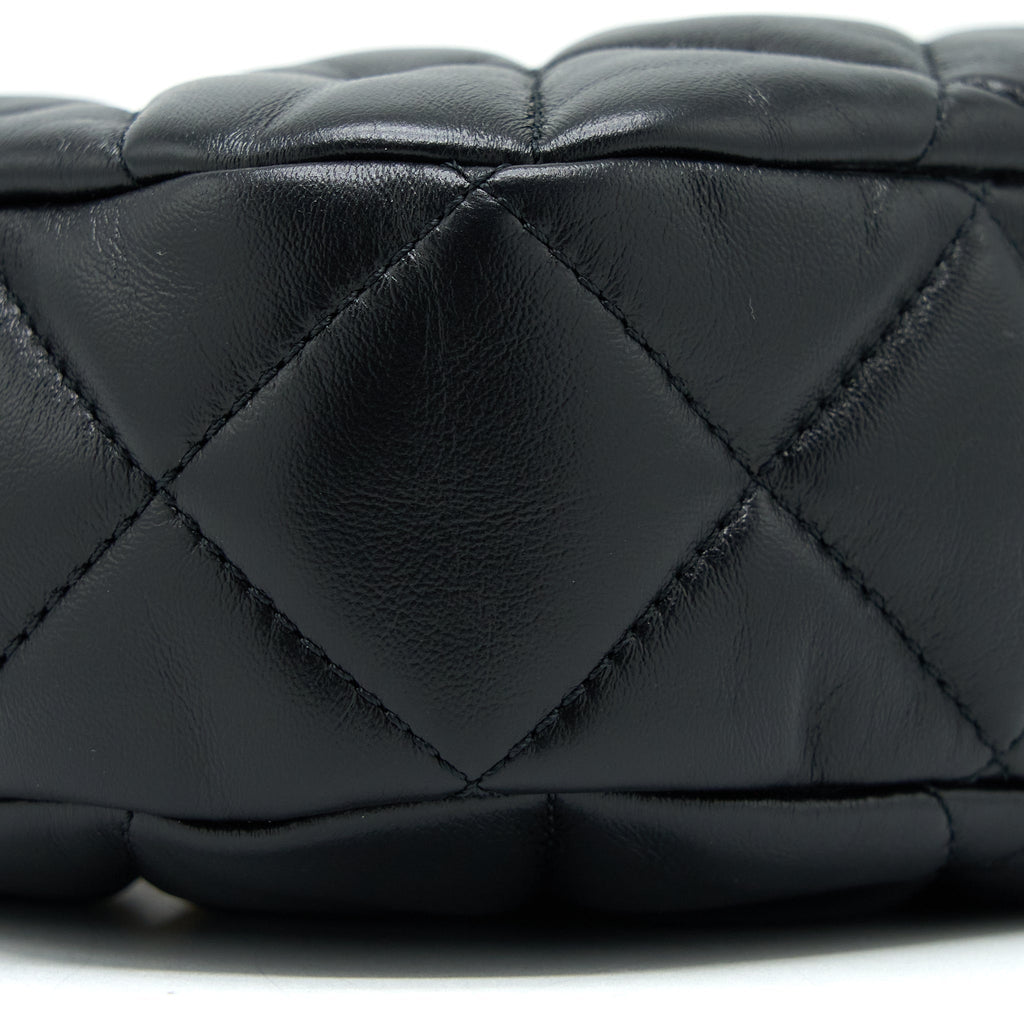 CHANEL QUILTED HOBO CROSSBODY BAG LAMBSKIN BLACK BRUSHED GHW (MICROCHIP)