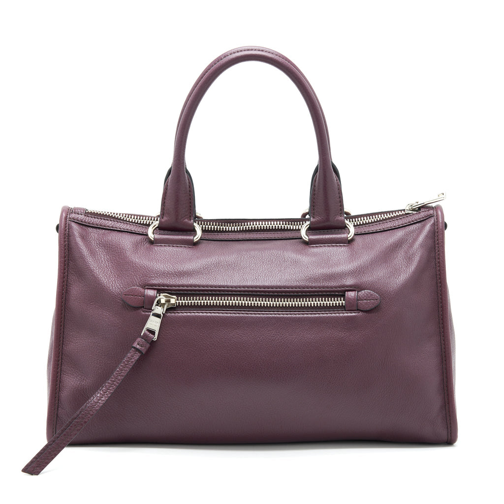 PRADA VITELLO PHENIX BAULETTO TOTE BAG GRAINED CALFSKIN BURGUNDY SHW