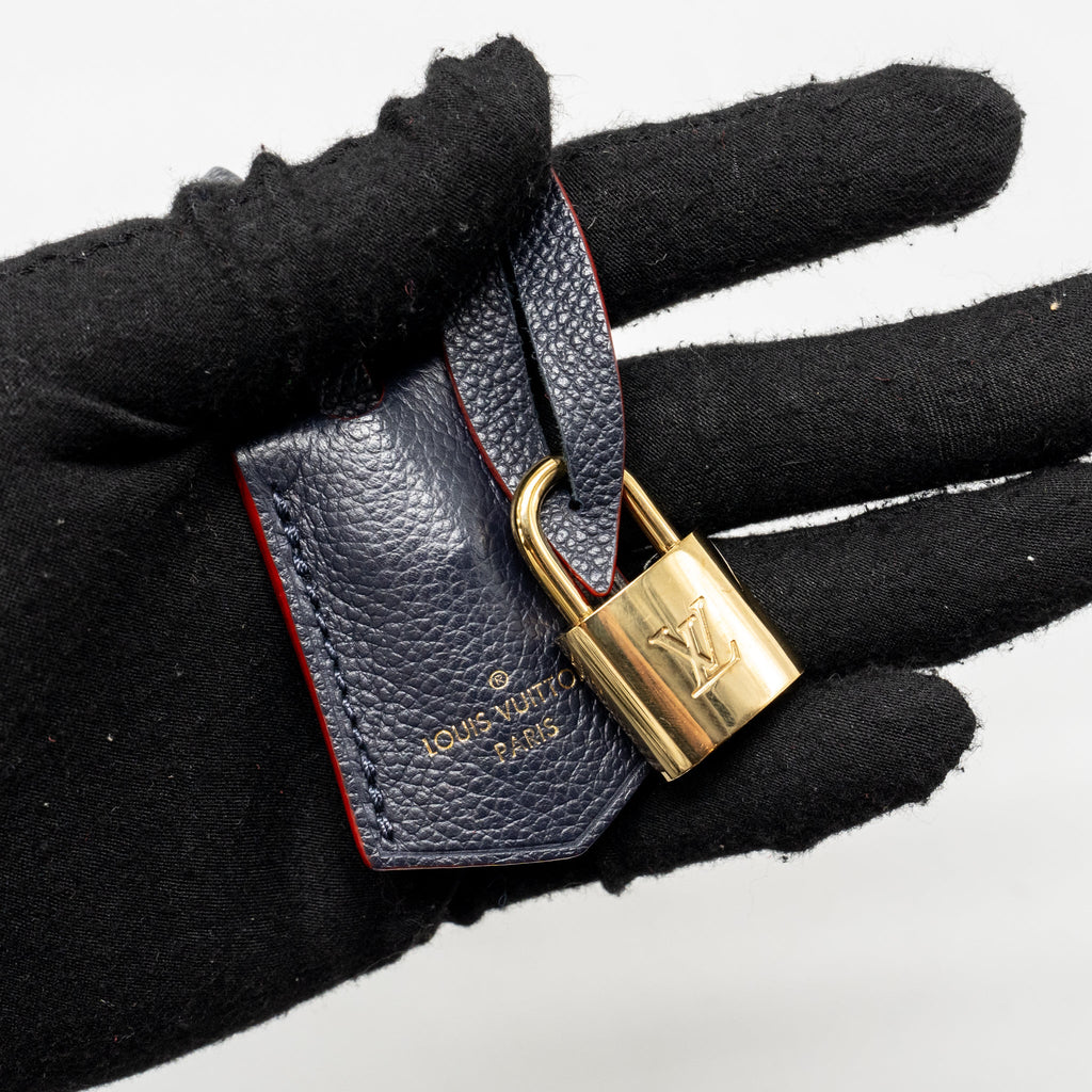 LOUIS VUITTON SPEEDY 25 BANDOULIERE MONOGRAM EMPREINTE NAVY / RED GHW