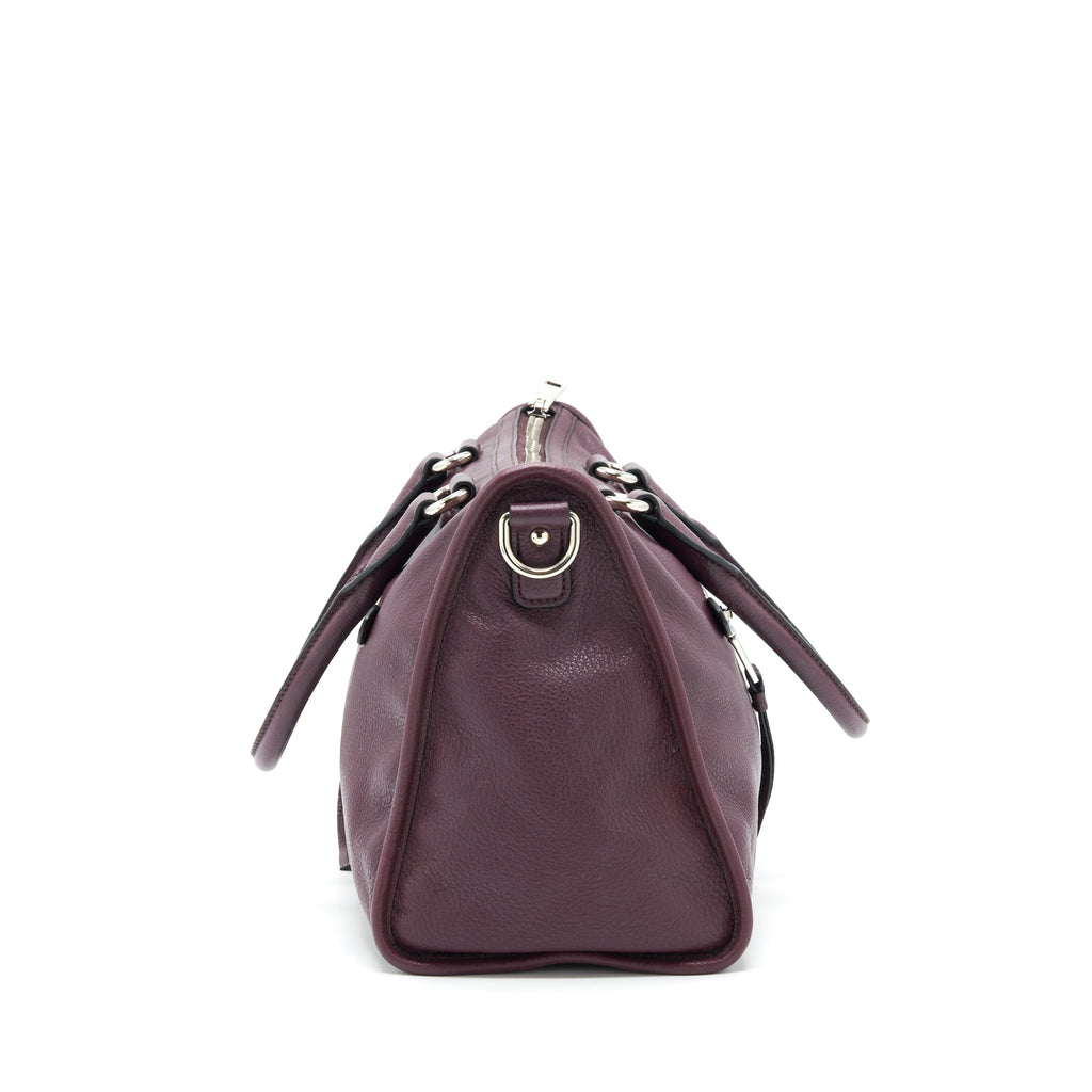 PRADA VITELLO PHENIX BAULETTO TOTE BAG GRAINED CALFSKIN BURGUNDY SHW