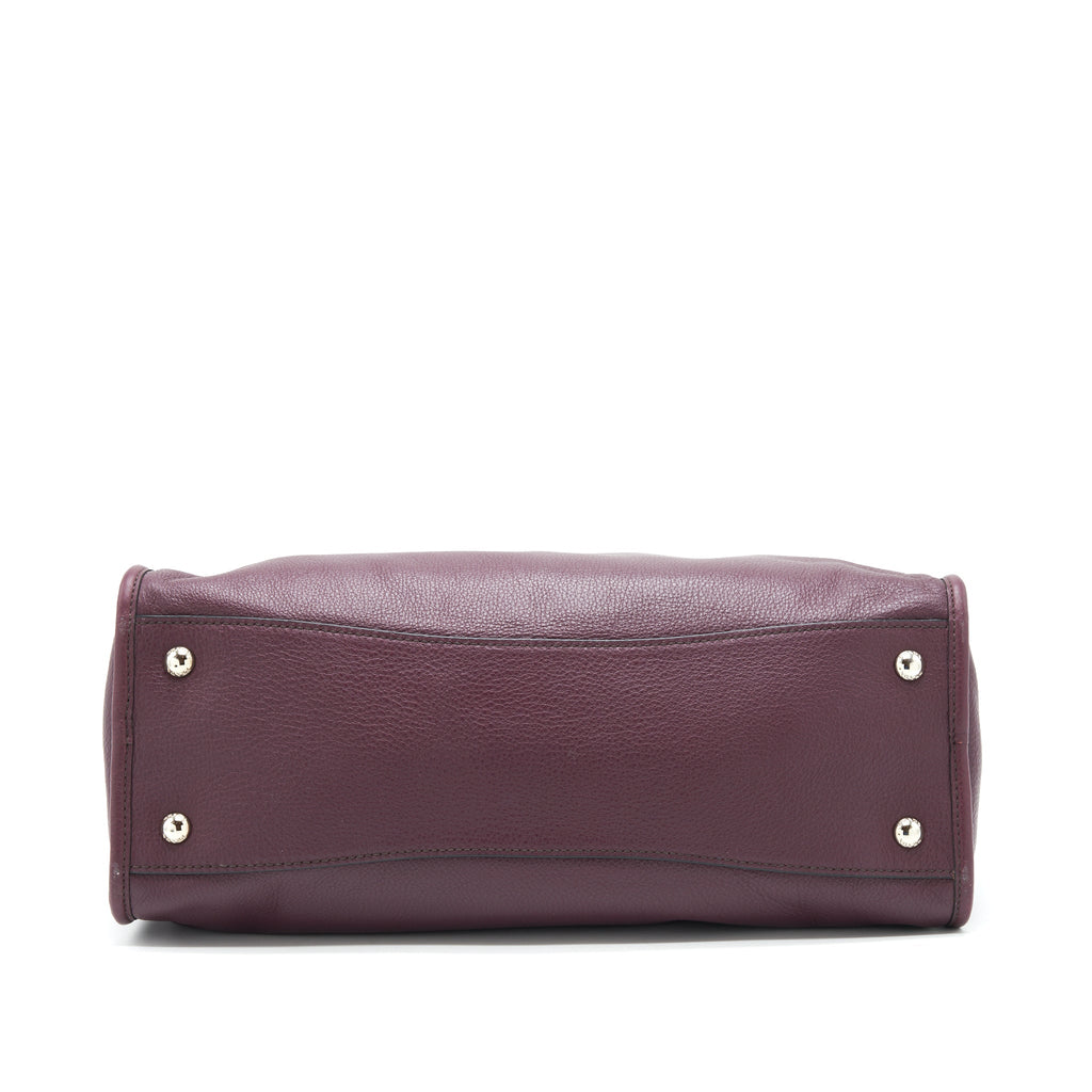 PRADA VITELLO PHENIX BAULETTO TOTE BAG GRAINED CALFSKIN BURGUNDY SHW