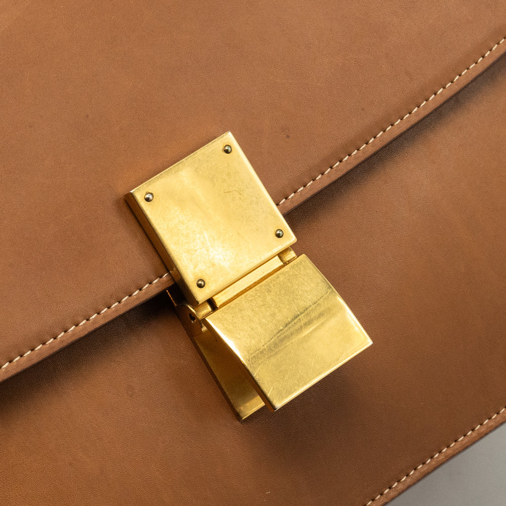 CELINE MEDIUM CLASSIC BOX BAG CALFSKIN BROWN GHW