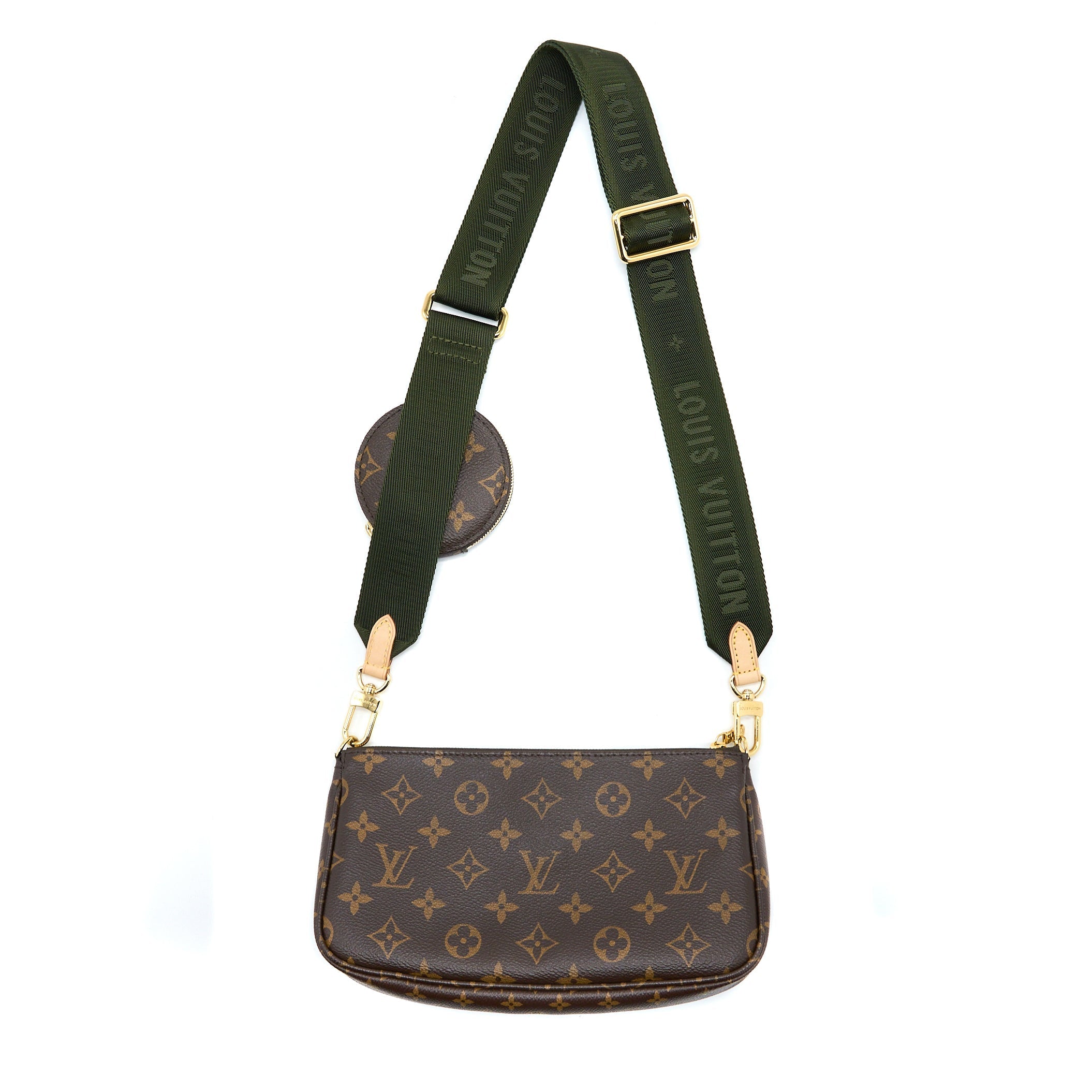 LOUIS VUITTON MULTI POCHETTE ACCESSORIES MONOGRAM CANVAS KHAKI STRAP GHW (NEW VERSION)