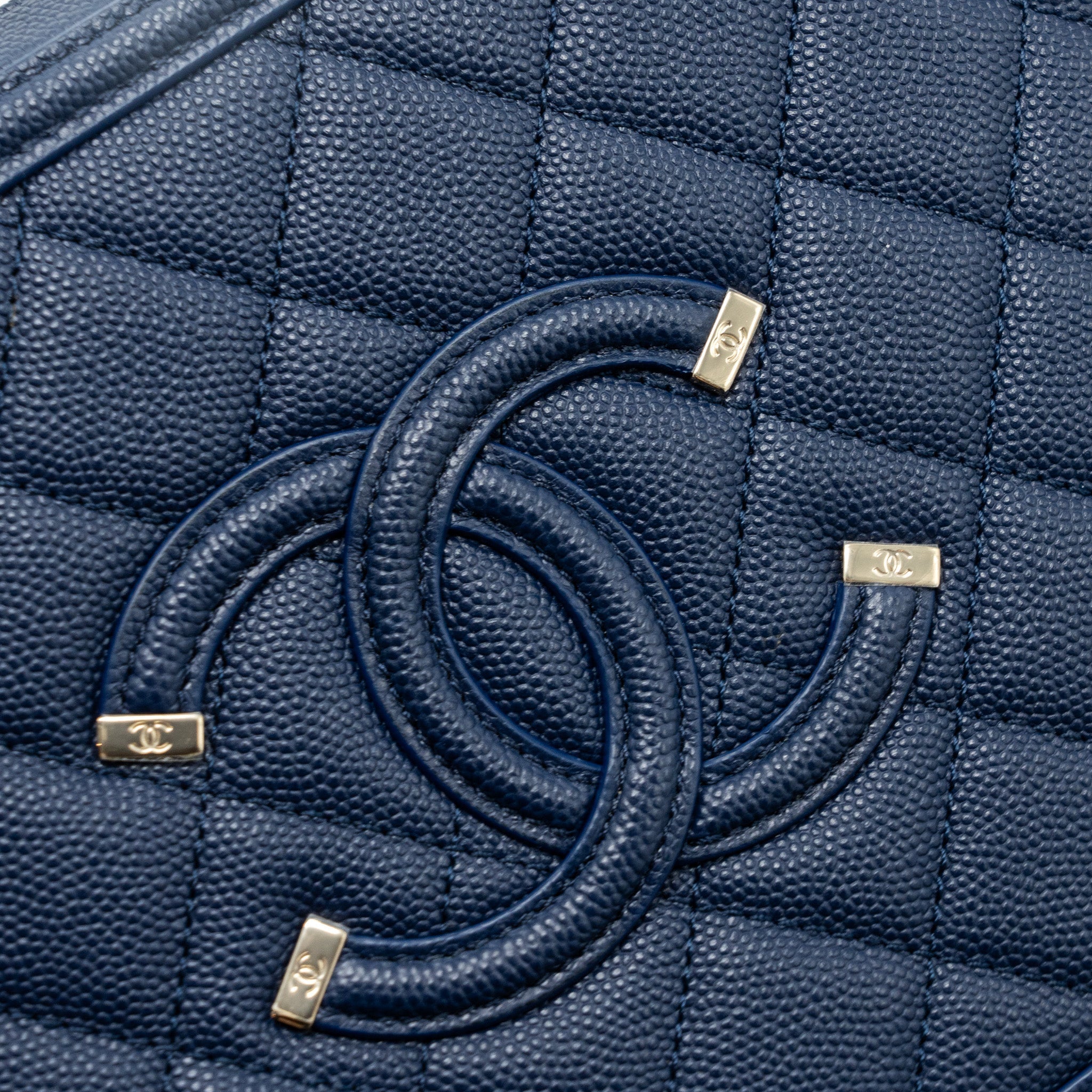 CHANEL FILIGREE CAMERA BAG CAVIAR DARK BLUE LGHW