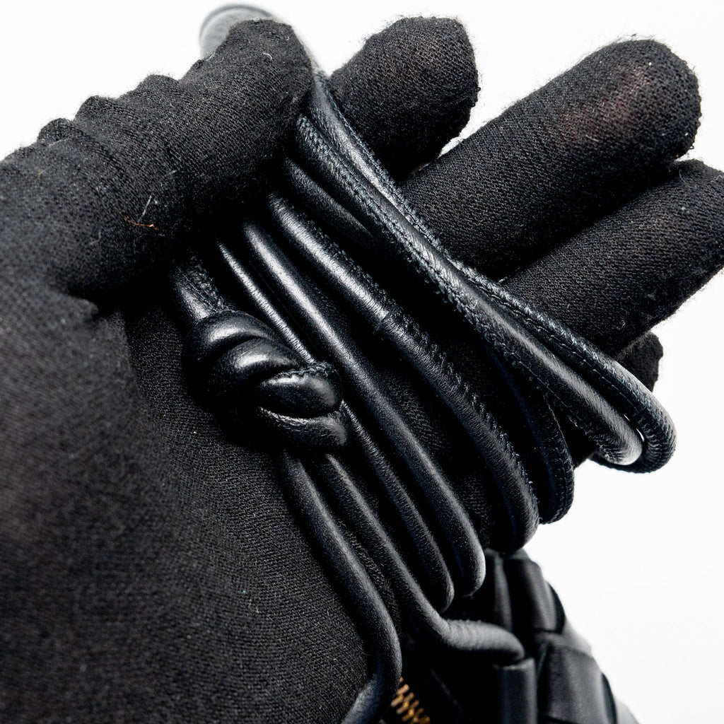 BOTTEGA VENETA MINI LOOP CAMERA BAG LAMBSKIN BLACK GHW