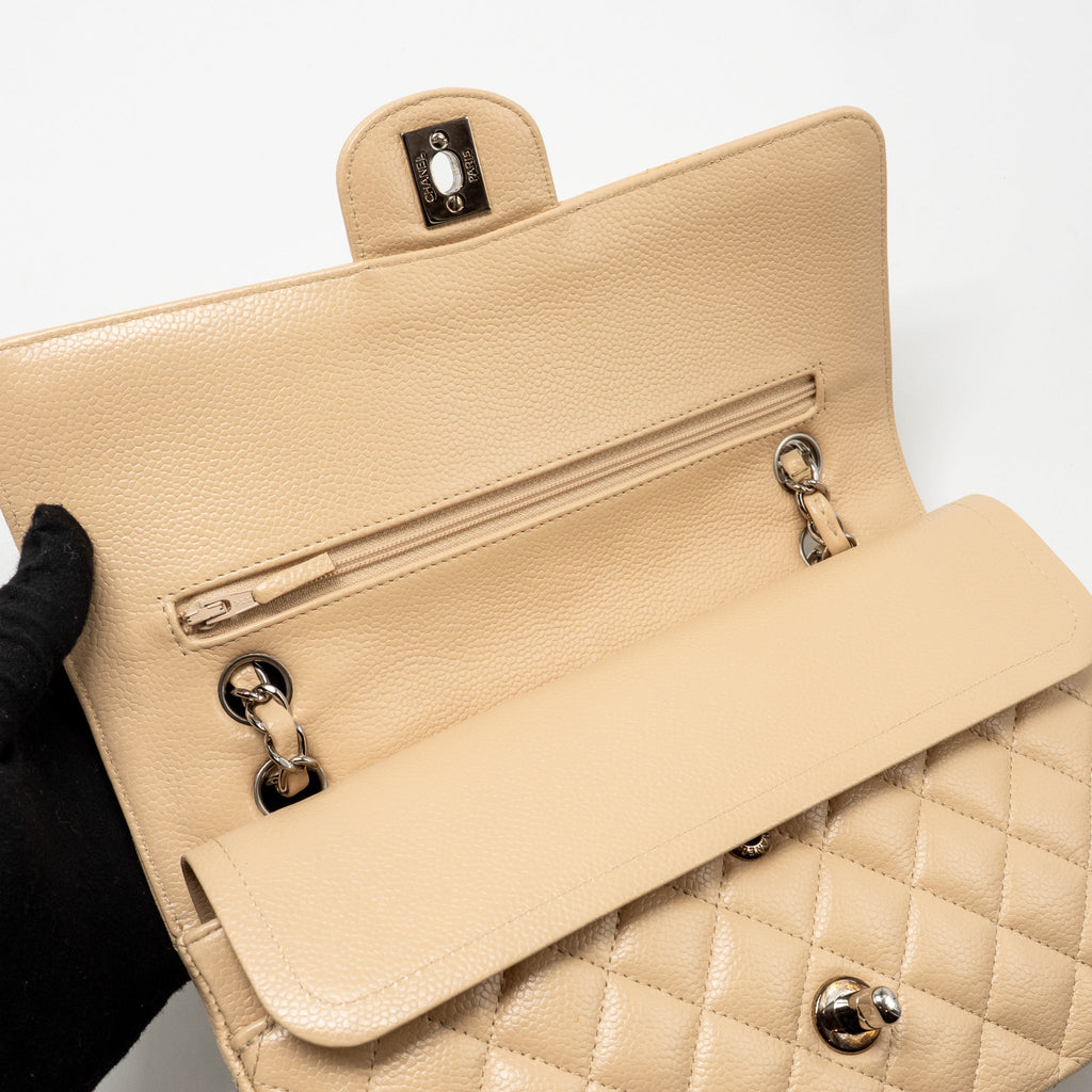 CHANEL MEDIUM CLASSIC DOUBLE FLAP BAG CAVIAR BEIGE LGHW