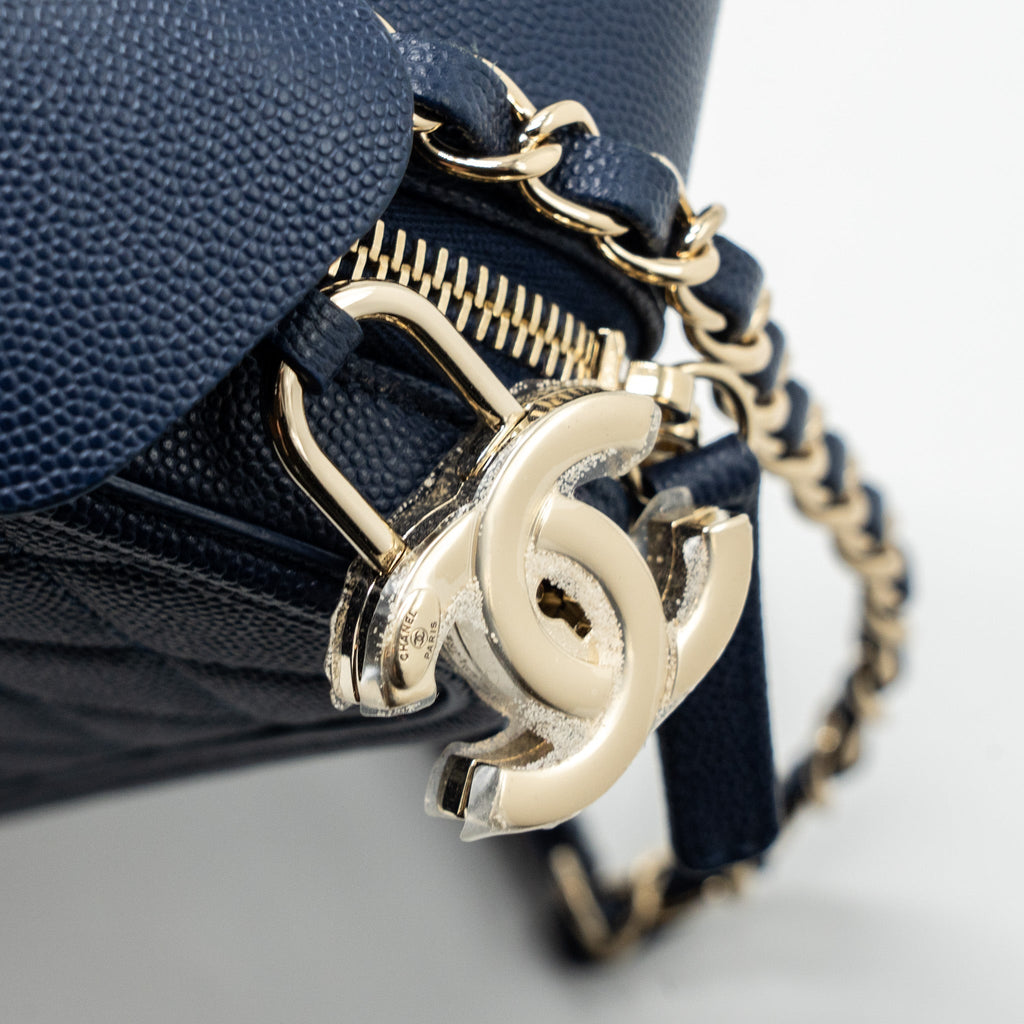 CHANEL FILIGREE CAMERA BAG CAVIAR DARK BLUE LGHW