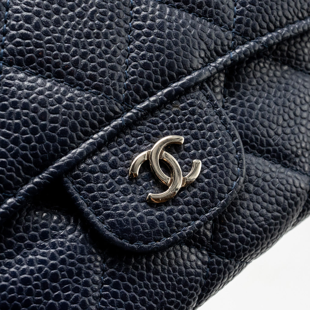 CHANEL CLASSIC FLAP LONG WALLET CAVIAR DARK BLUE SHW