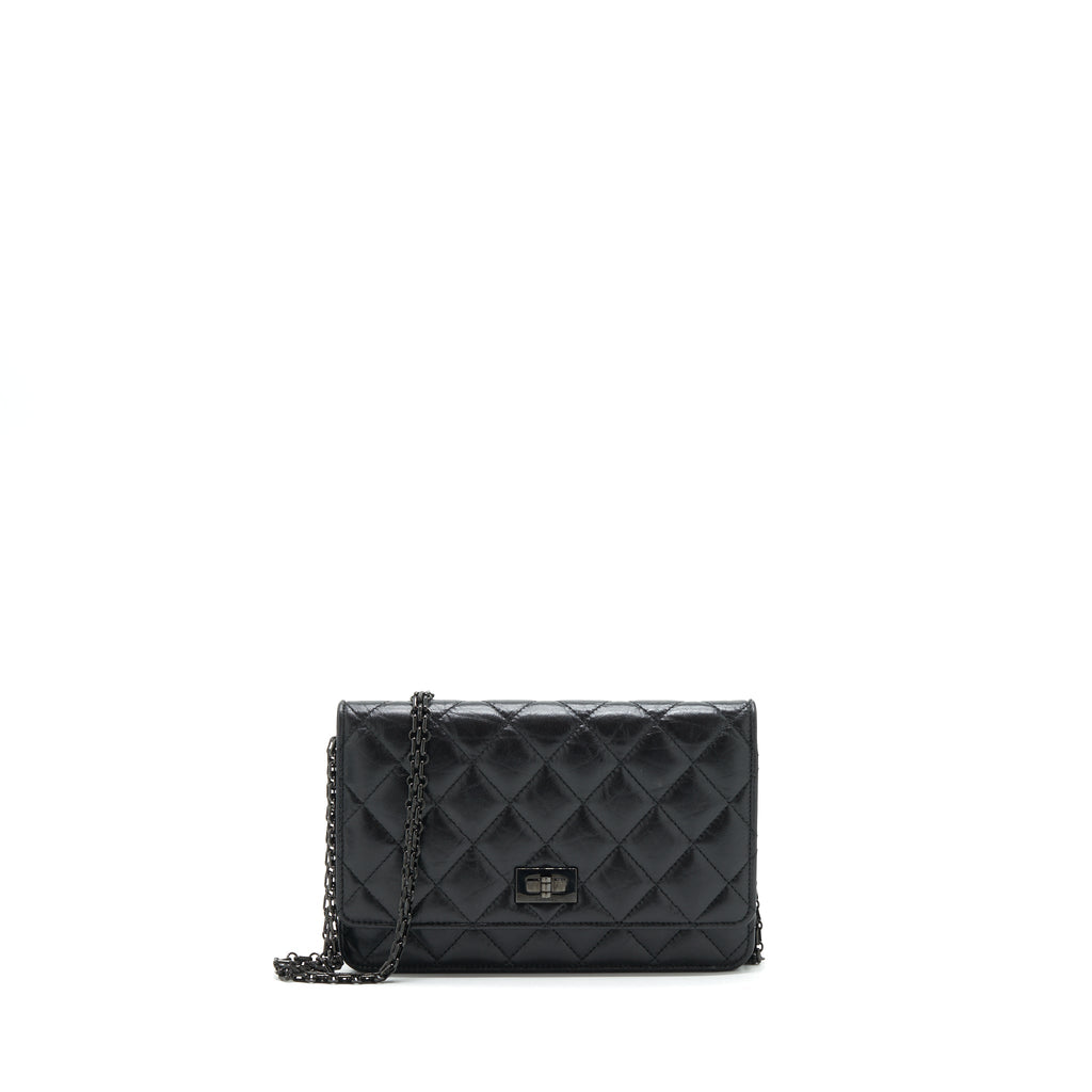 CHANEL REISSUE WALLET ON CHAIN AGED CALFSKIN BLACK WITH BLACK HARDWARE