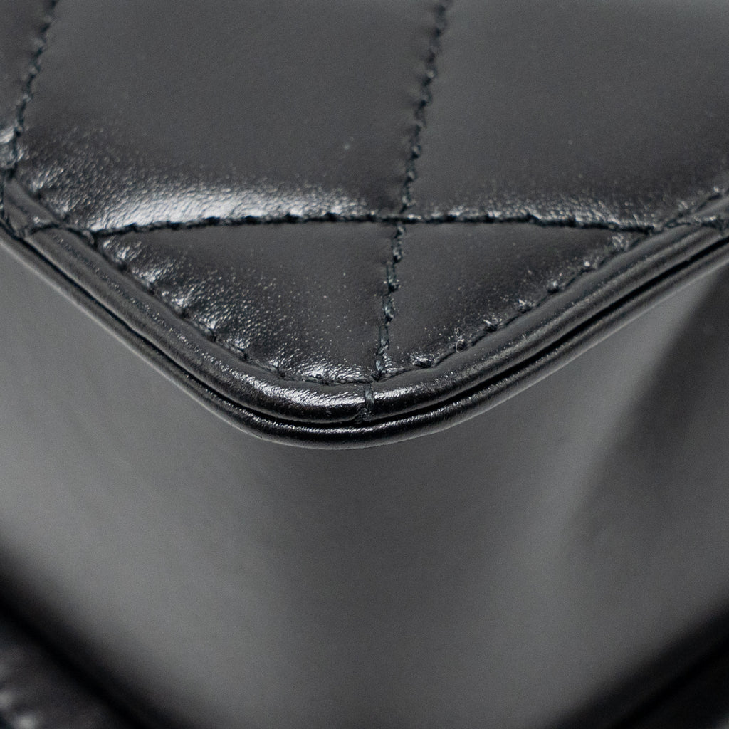 CHANEL GOLD CRUSH FLAP BAG CALFSKIN BLACK GHW (MICROCHIP)