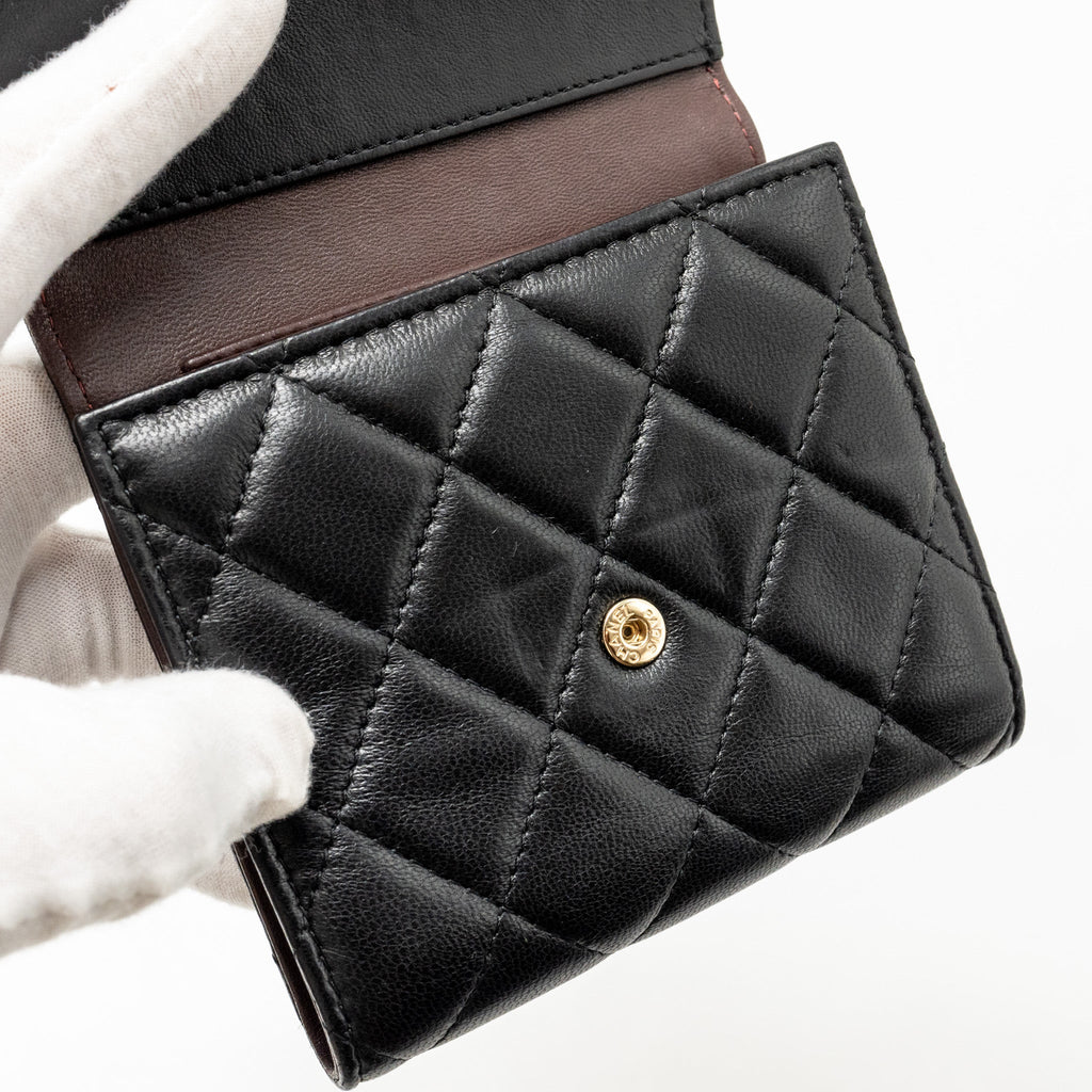 CHANEL CLASSIC SMALL FLAP WALLET LAMBSKIN BLACK LGHW