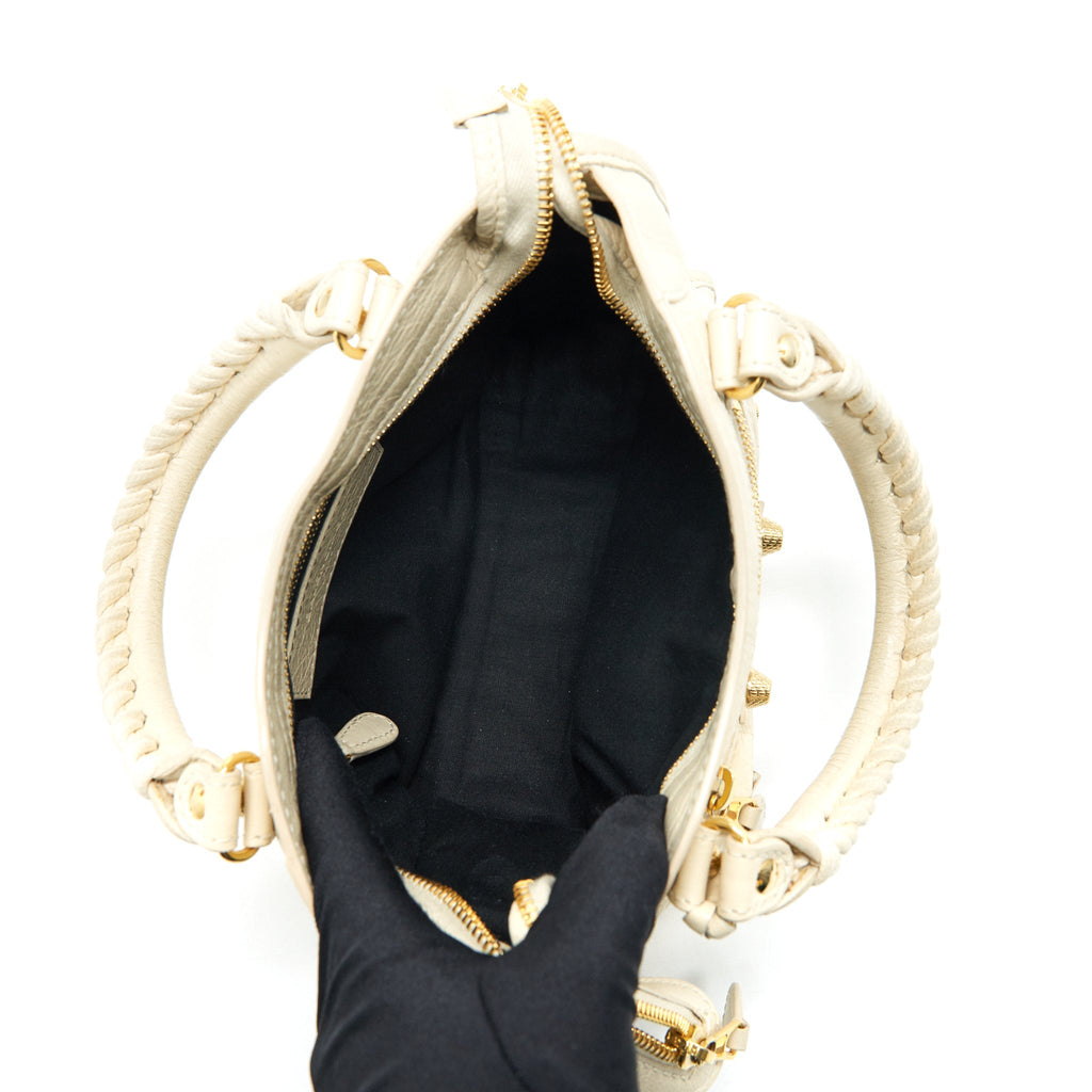 BALENCIAGA MINI CITY CROSSBODY BAG LIGHT BEIGE GHW