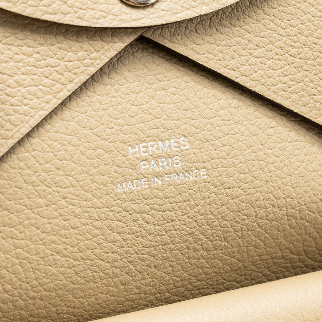 HERMES CALVI DUO CARD HOLDER EVERCOLOR 8Q BEIGE MARFA SHW