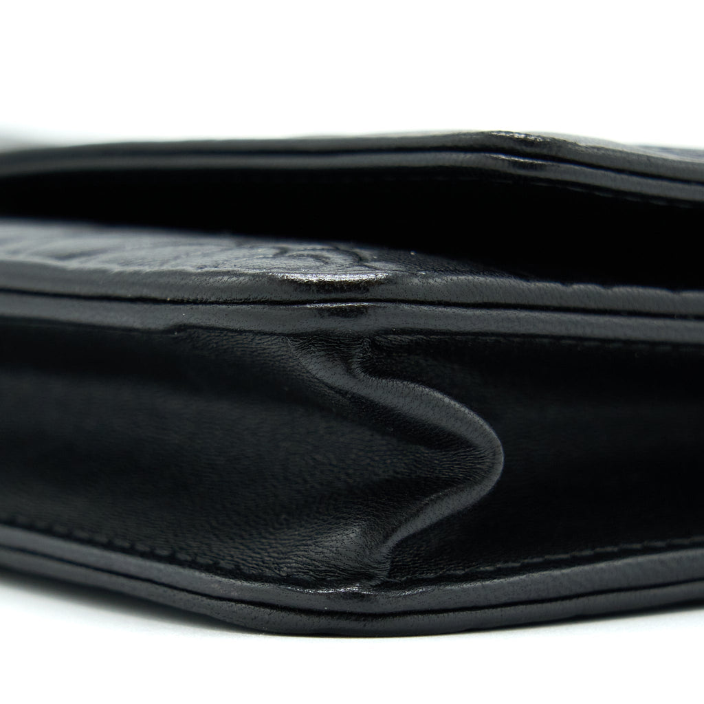 CHANEL CAMELLIA WALLET ON CHAIN LAMBSKIN BLACK SHW