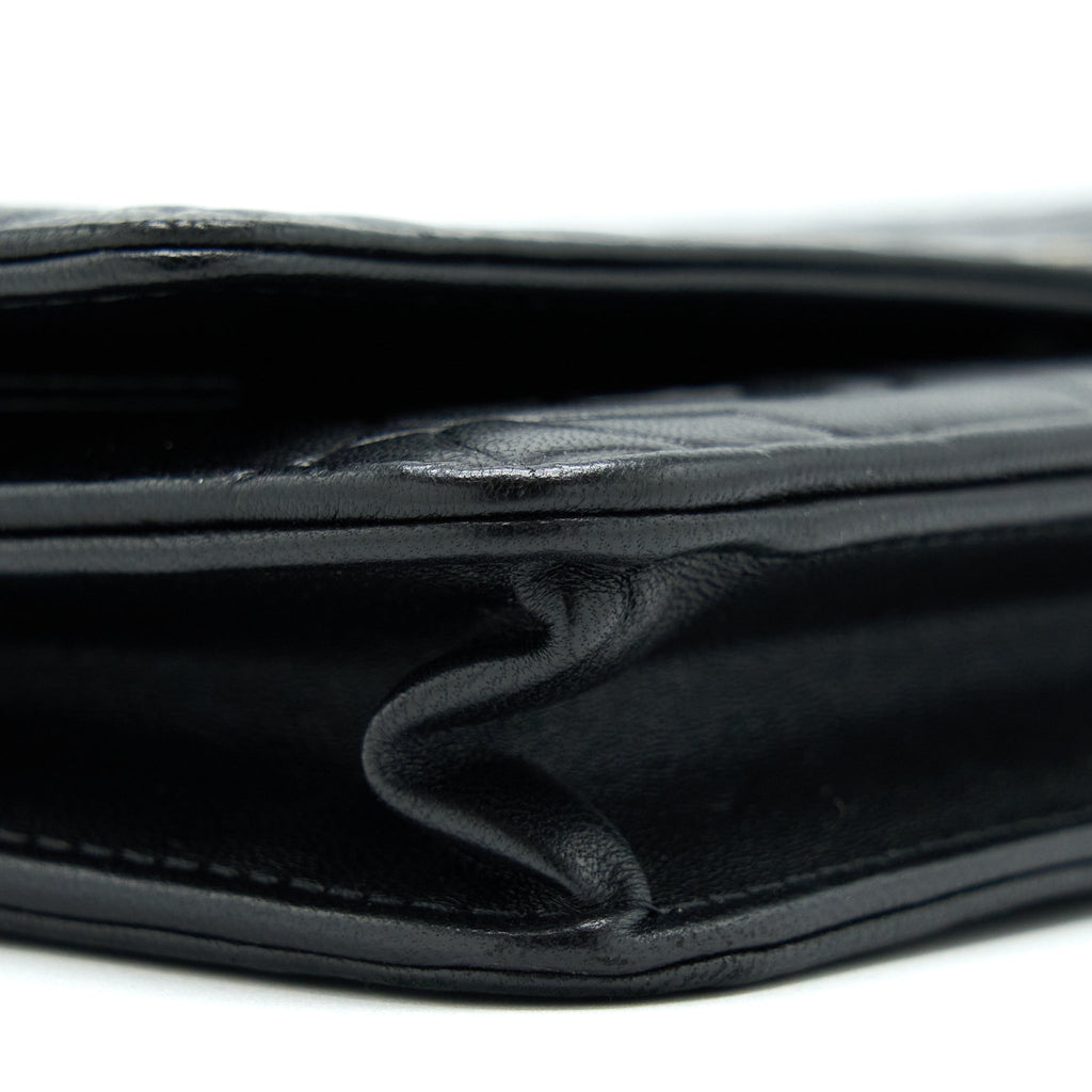 CHANEL CAMELLIA WALLET ON CHAIN LAMBSKIN BLACK SHW