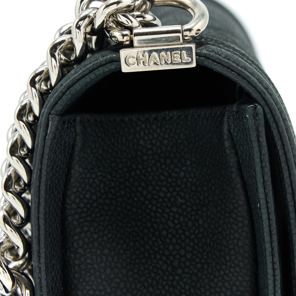 CHANEL MEDIUM BOY BAG GRAINED CALFSKIN BLACK SHW