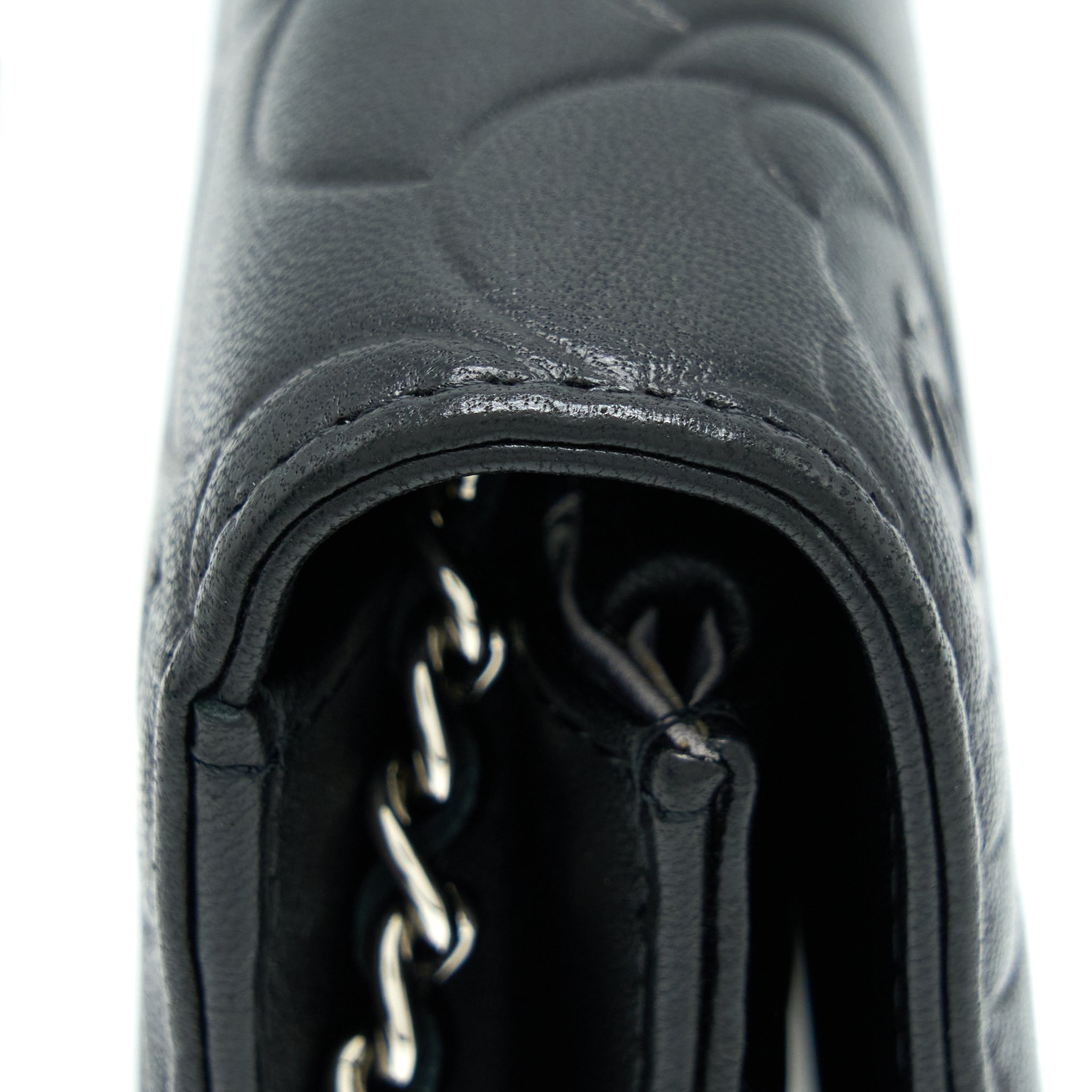 CHANEL CAMELLIA WALLET ON CHAIN LAMBSKIN BLACK SHW