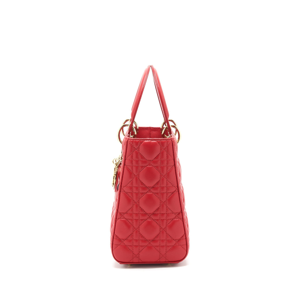 DIOR MEDIUM LADY DIOR LAMBSKIN RED GHW