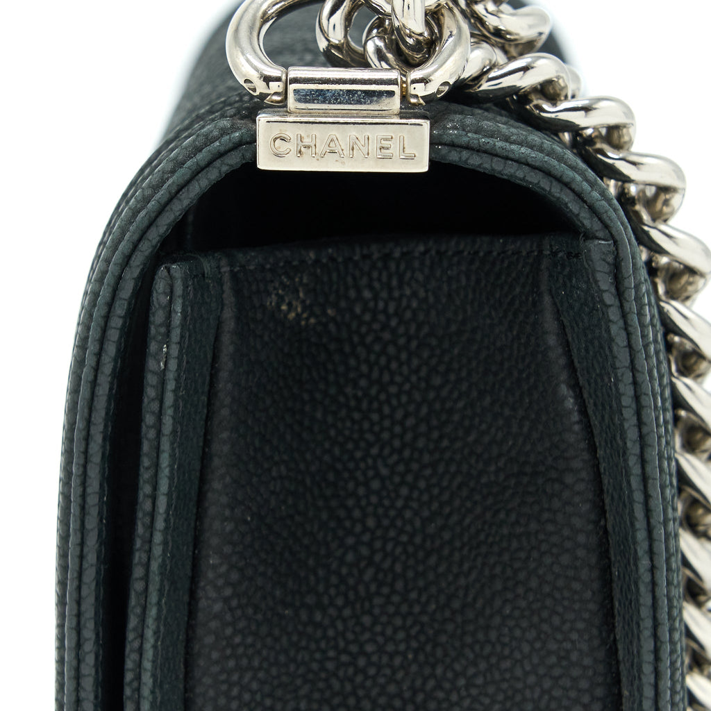 CHANEL MEDIUM BOY BAG GRAINED CALFSKIN BLACK SHW